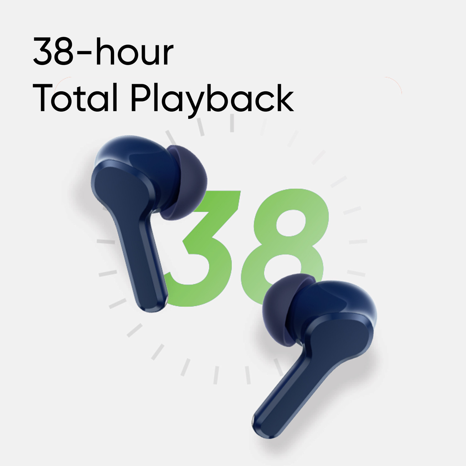Image of realme Buds T110 with AI ENC for calls, upto 38 hours of Playback and Fast Charging Bluetooth Headset (Blue, True Wireless)