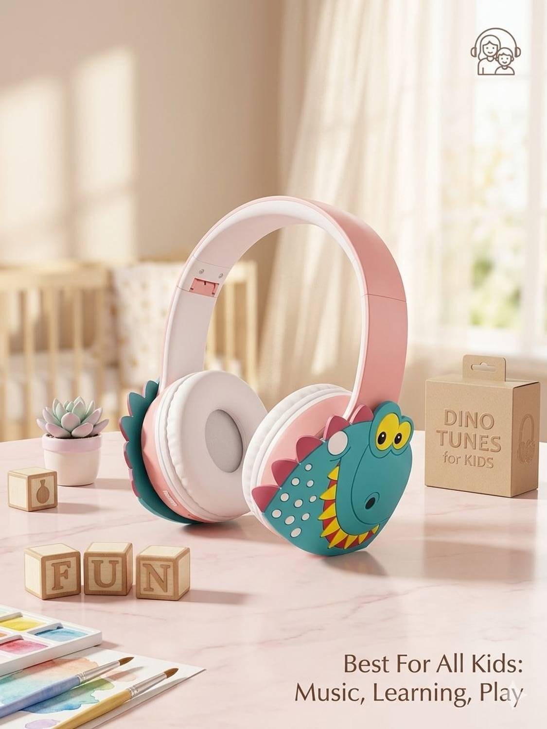 ADC ENTERPRISES Dino Tunes Kids Wired Headphones with Mic 85dB Safe Volume Foldable Bluetooth