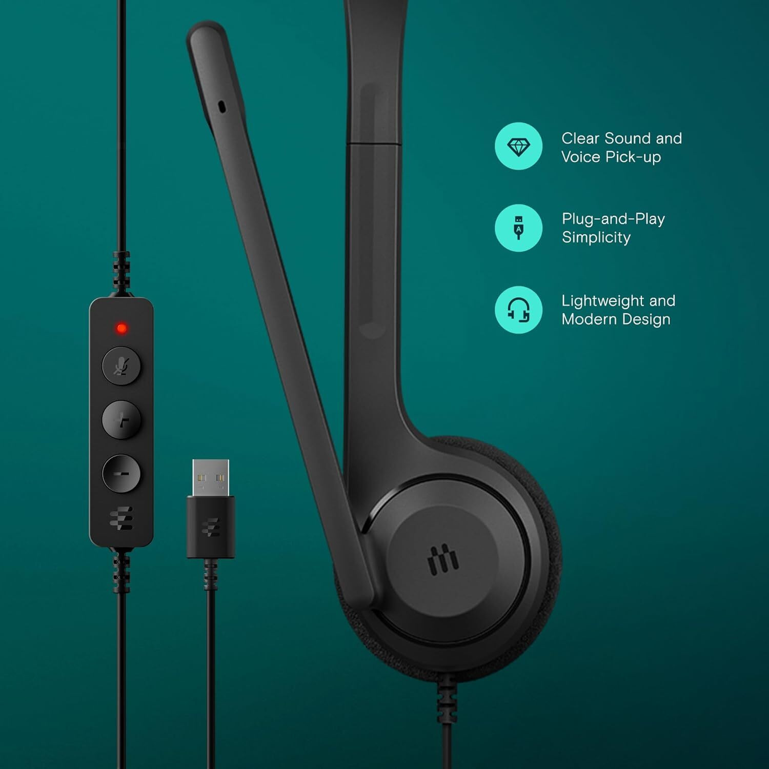Image of epos C1 USB-A Wired Headset with Mic, Noise-Canceling, Chrome-Certified Wired