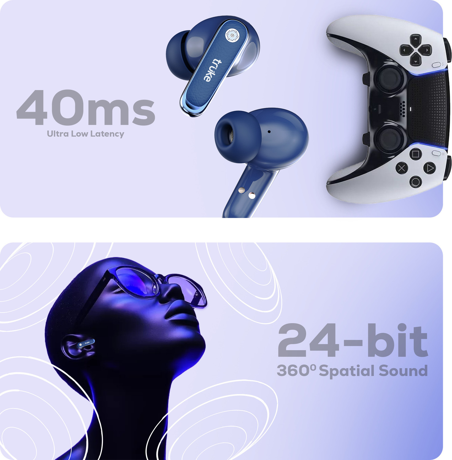 Image of truke Mega 12 Leather Finish TWS, 24bit-Spatial Audio, Dual Pairing buds, Quad Mic ENC Bluetooth
