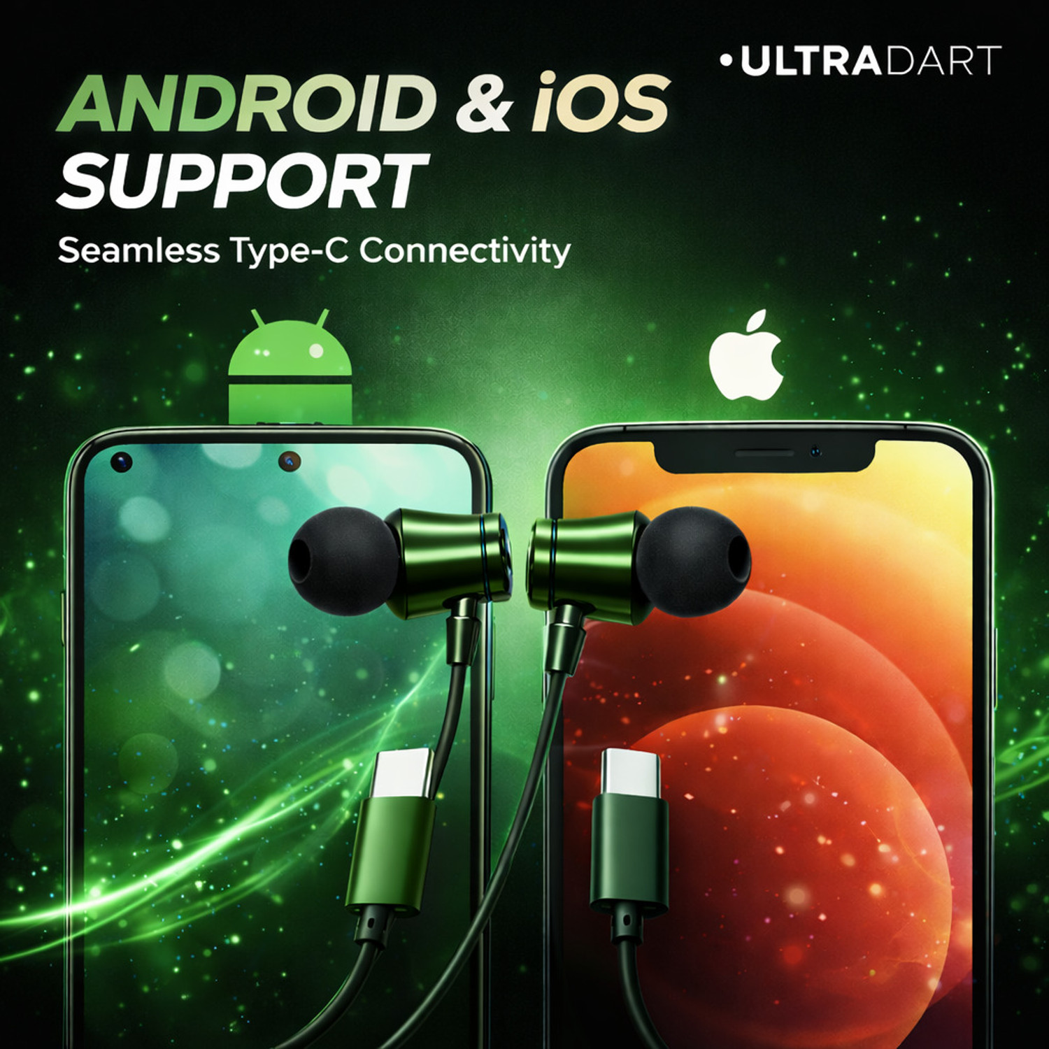 Image of ULTRADART USB Type-C Earphones Wired with Mic | Clear Calling & Music | USB C Devices Wired