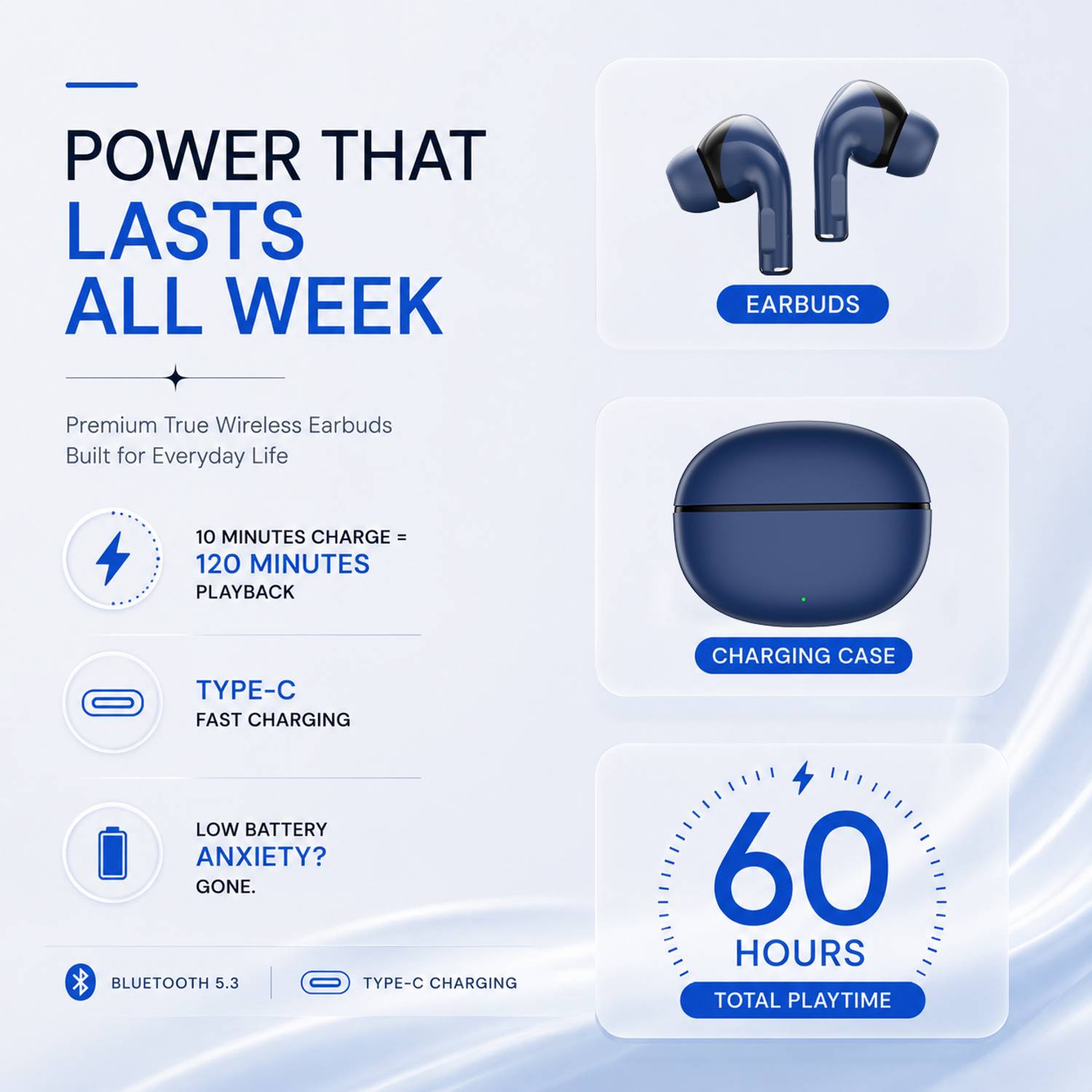bAot EarBuds with 60Hrs Playtime - Image 5