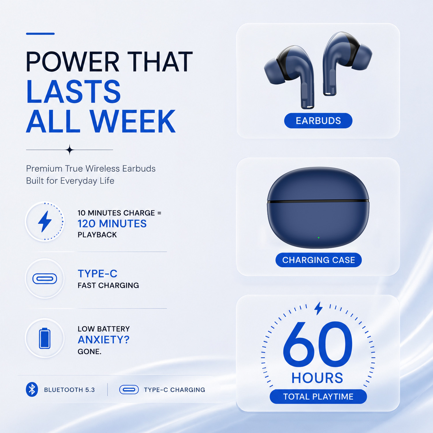 Image of bAot EarBuds with 60Hrs Playtime & Fast Charging with Deep Bass & ENC Bluetooth