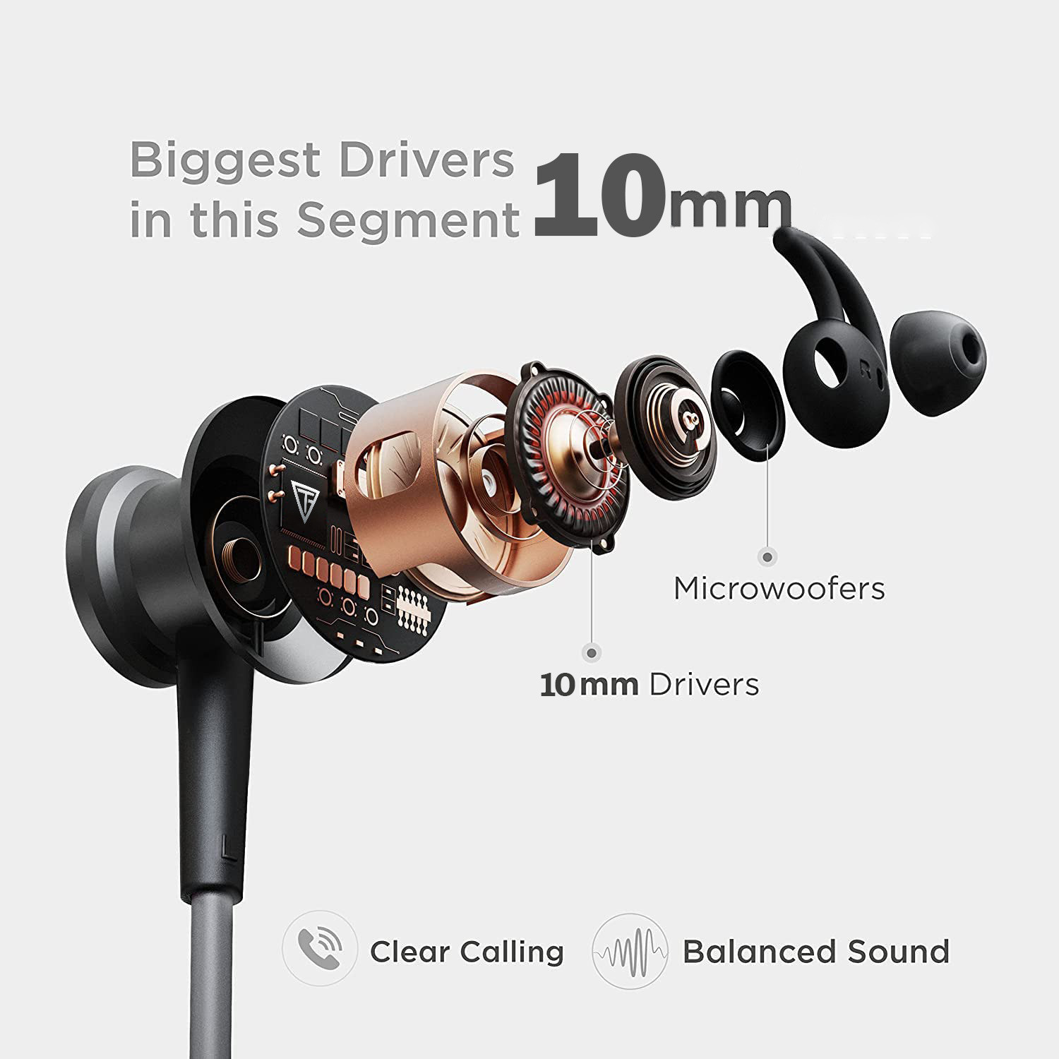 Image of TECHFIRE Wireless Neckband with FastCharge,40Hrs playtime, Earphones with mic Bluetooth