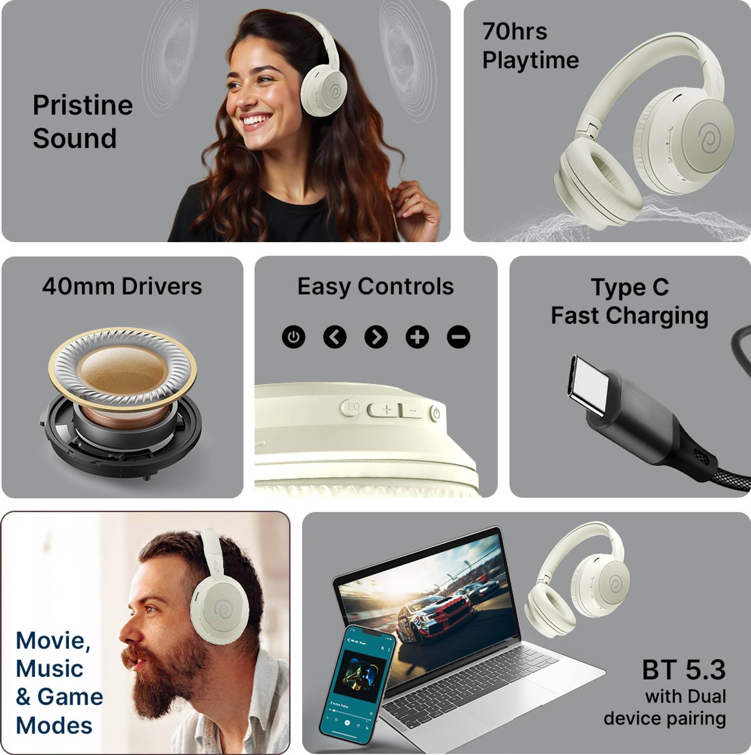 PTron Studio Evo Bluetooth Headphones - Image 2