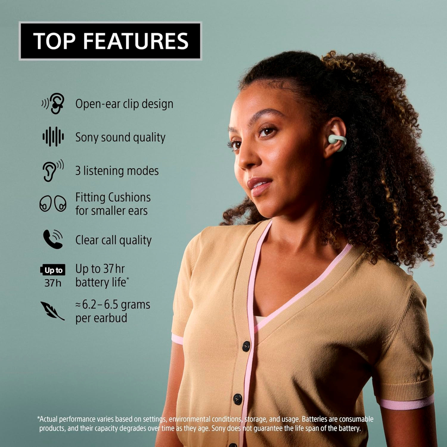 Image of SONY LinkBuds Clip Open-Ear Truly Wireless Earbuds, Comfortable & Lightweight Bluetooth