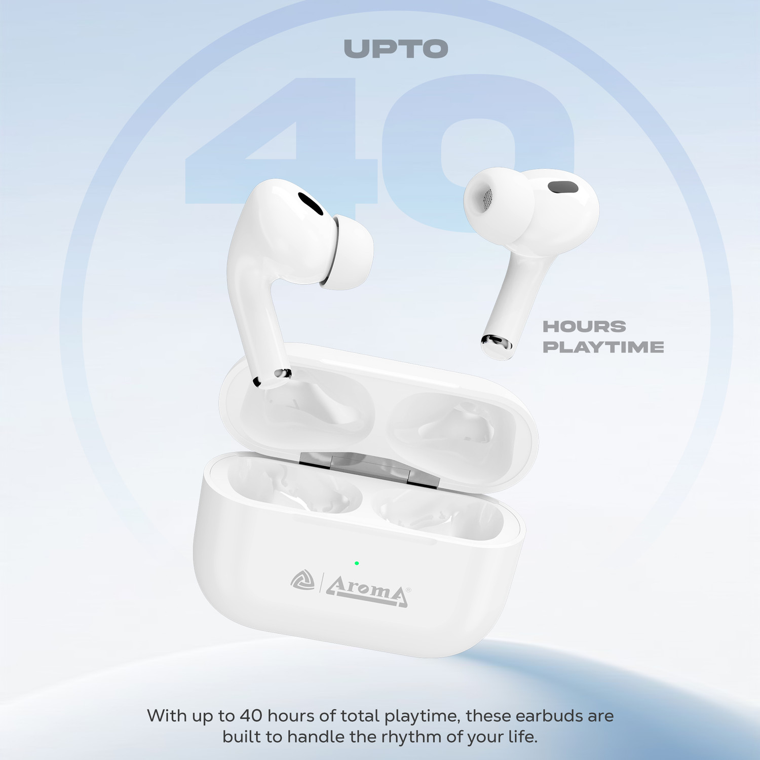 Image of Aroma NB121 Pro Pods2 Upto 40 H Playtime*, ENC with3D Spatial Audio, Dual Pairing Bluetooth