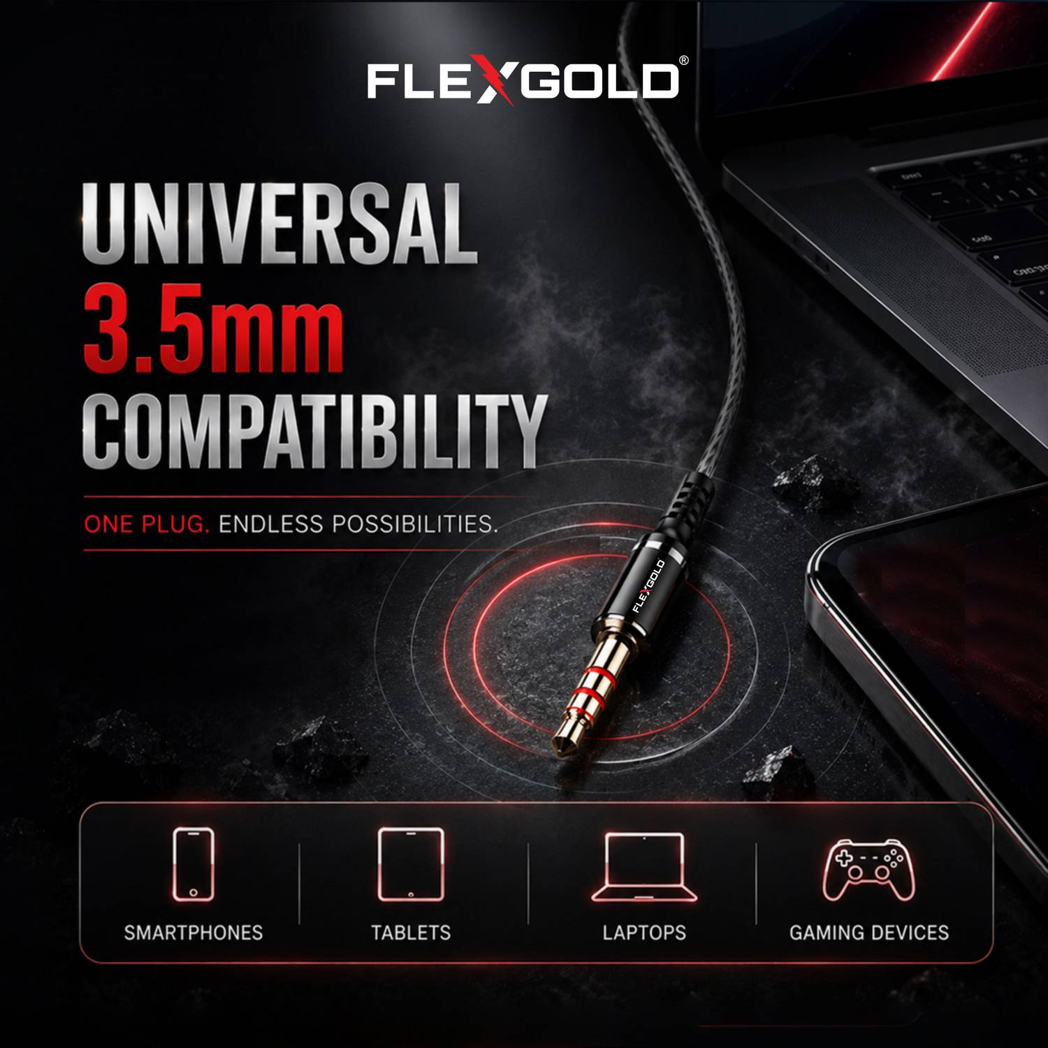 Flex Gold Wired Earphones with Microphone - Image 5