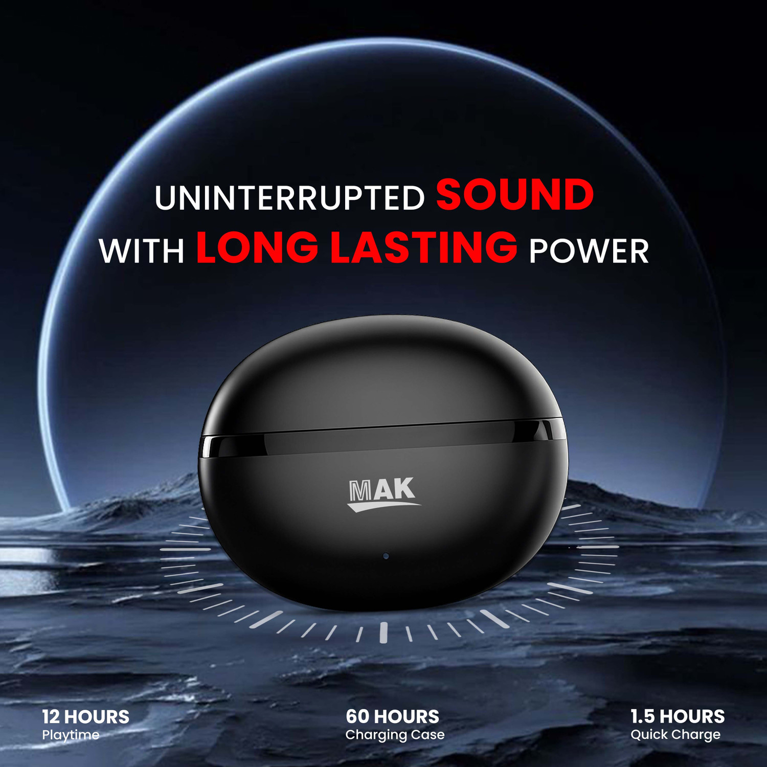 Image of MAK Pro TWS Earbuds with HD Sound, Deep Bass & Long Battery Life Bluetooth