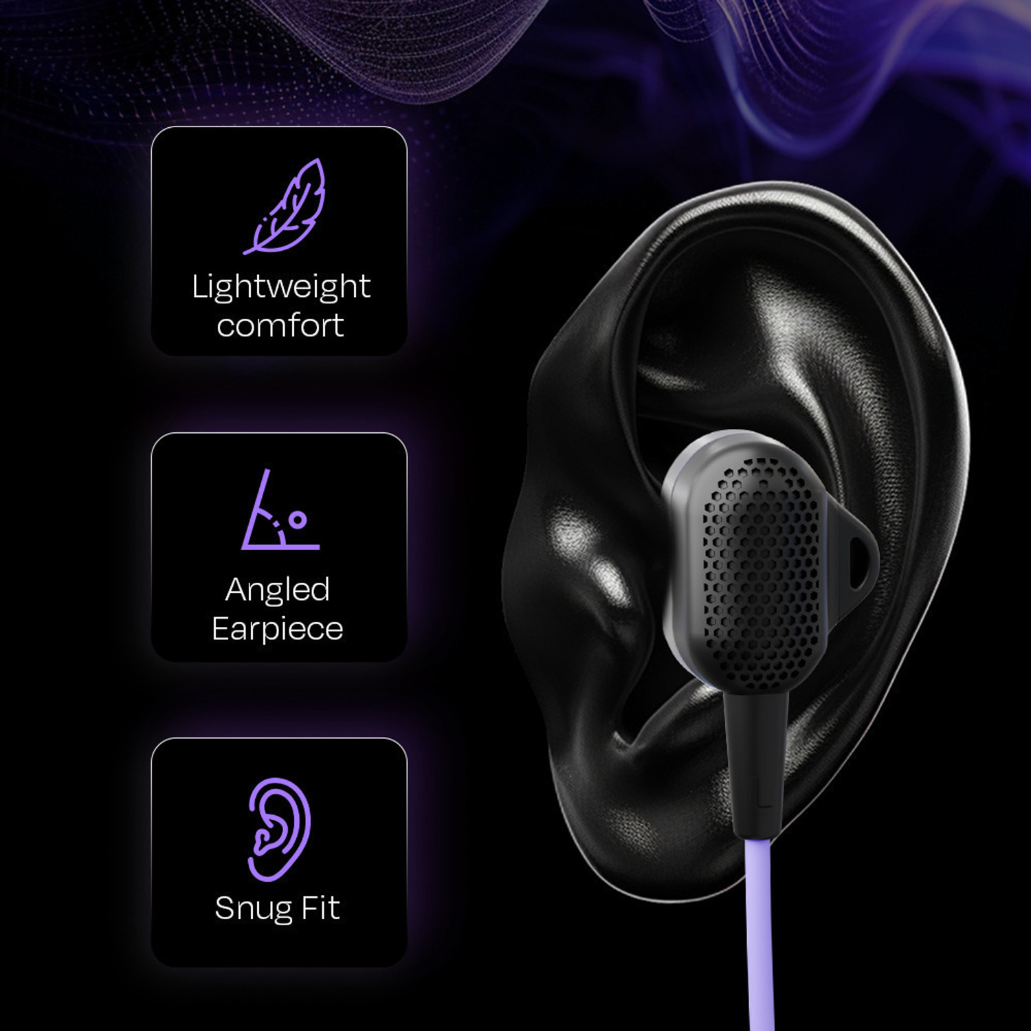 Image of Kreo Hydra Type C In-Ear Wired Earphones with Mic, Earphone Wire, Tangle-free cable, Wired Gaming