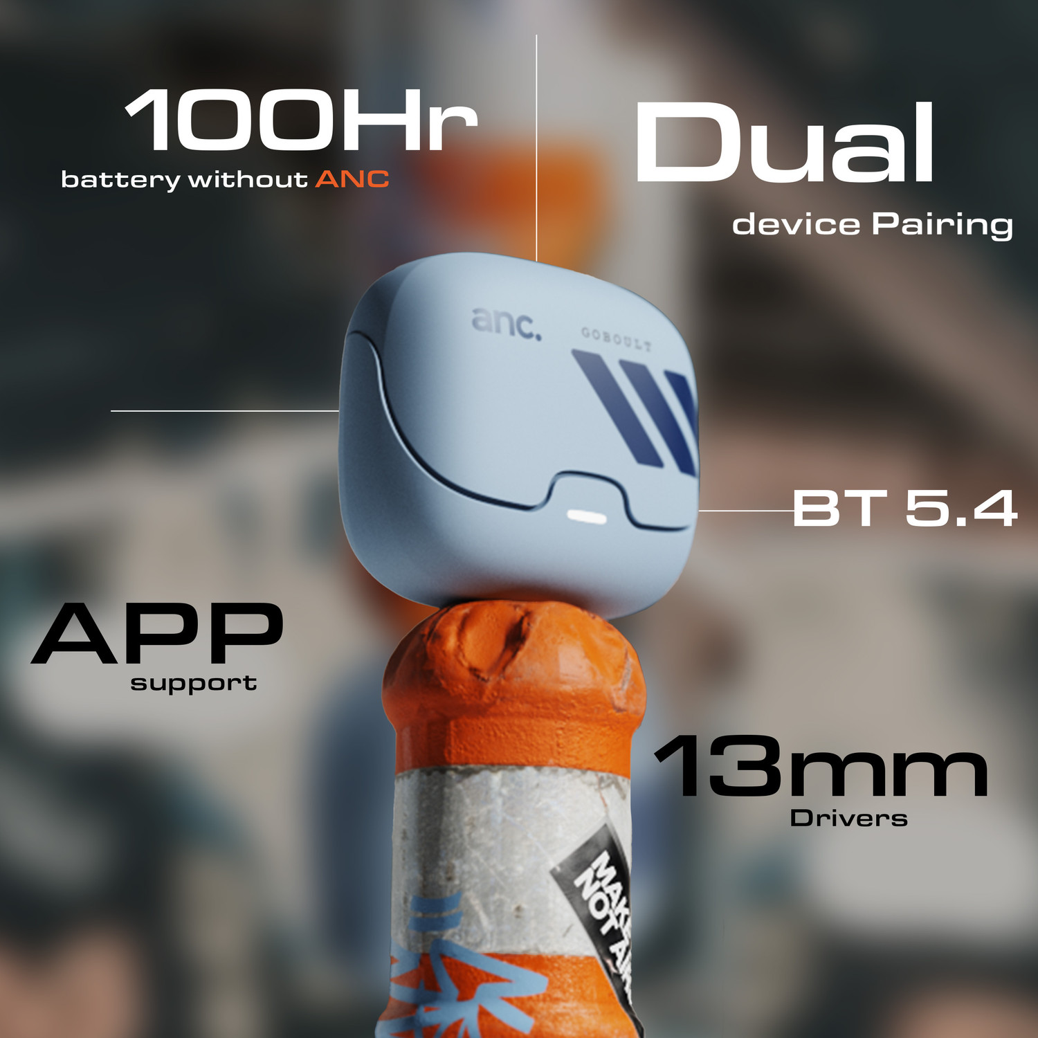 Image of GOBOULT Z40 Pro v2.0 ANC, 100Hr Battery, Legacy Continues, Dual Pairing, 4 Mic ENC,5.4v Bluetooth
