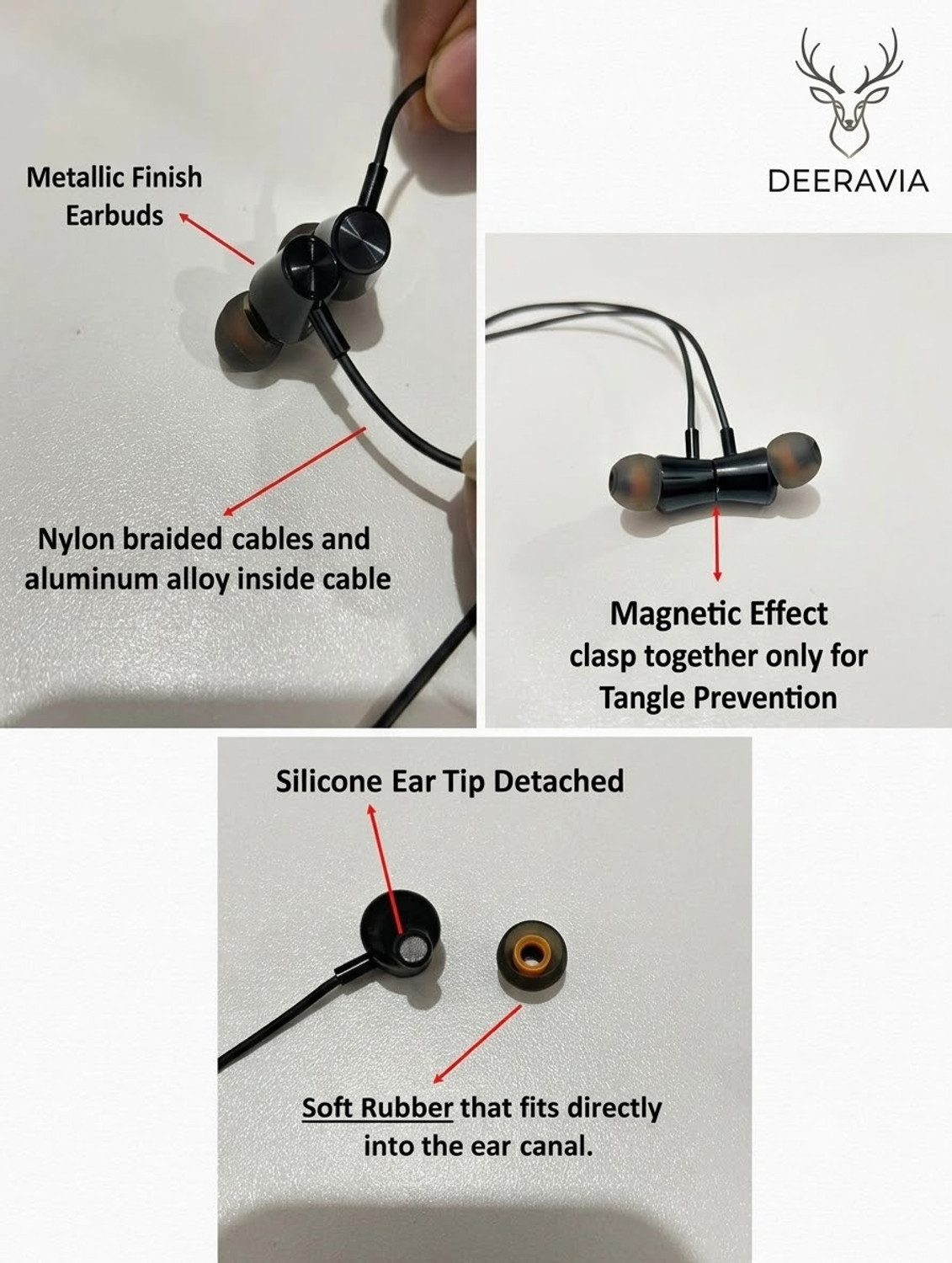 Image of Deeravia Type-C Earphone|ENC Mic| Premium Earphone| Magnetized Buds X4 Wired