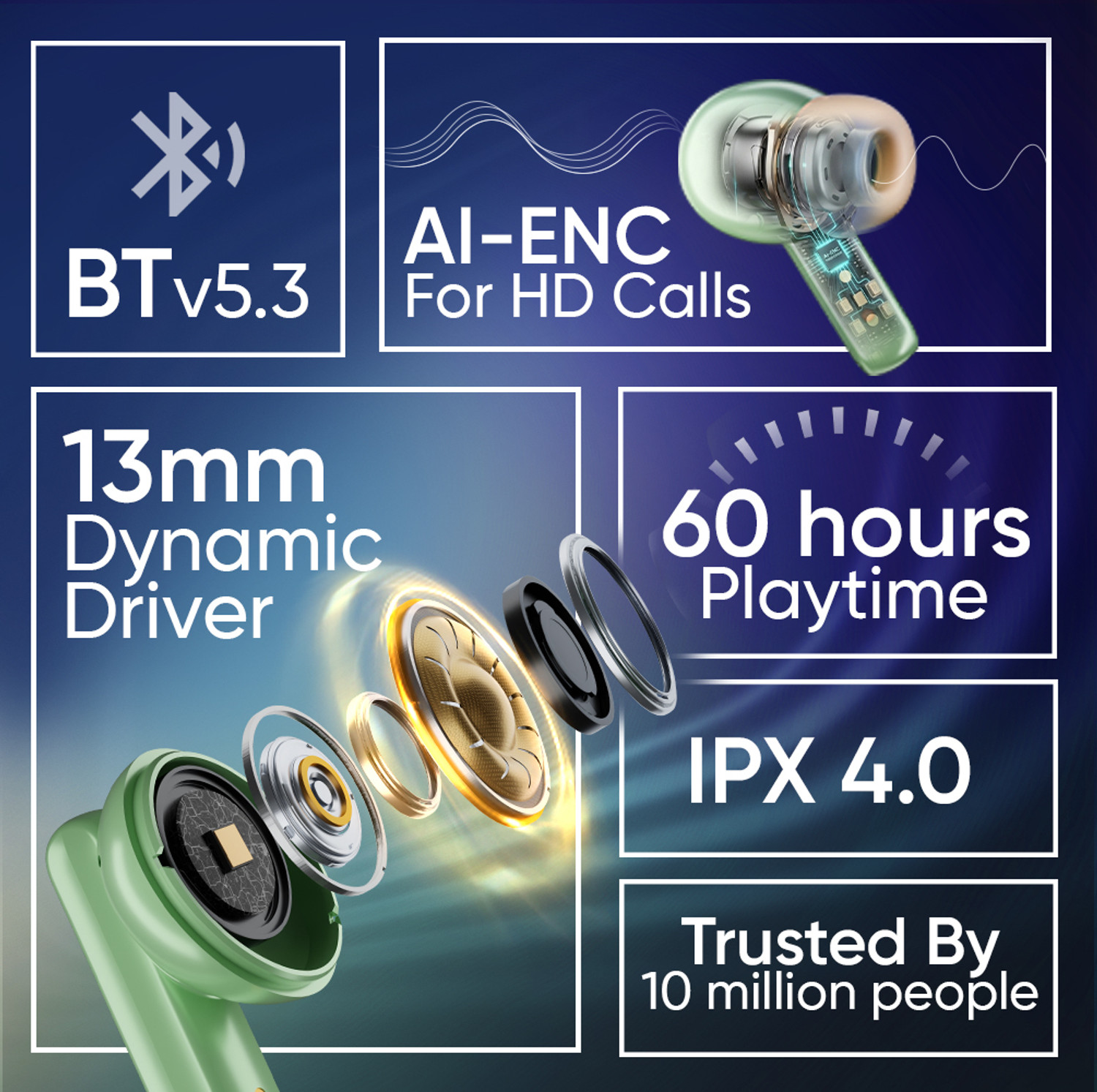Image of Mivi DuoPods Oris [New Launch] AI ENC Bluetooth