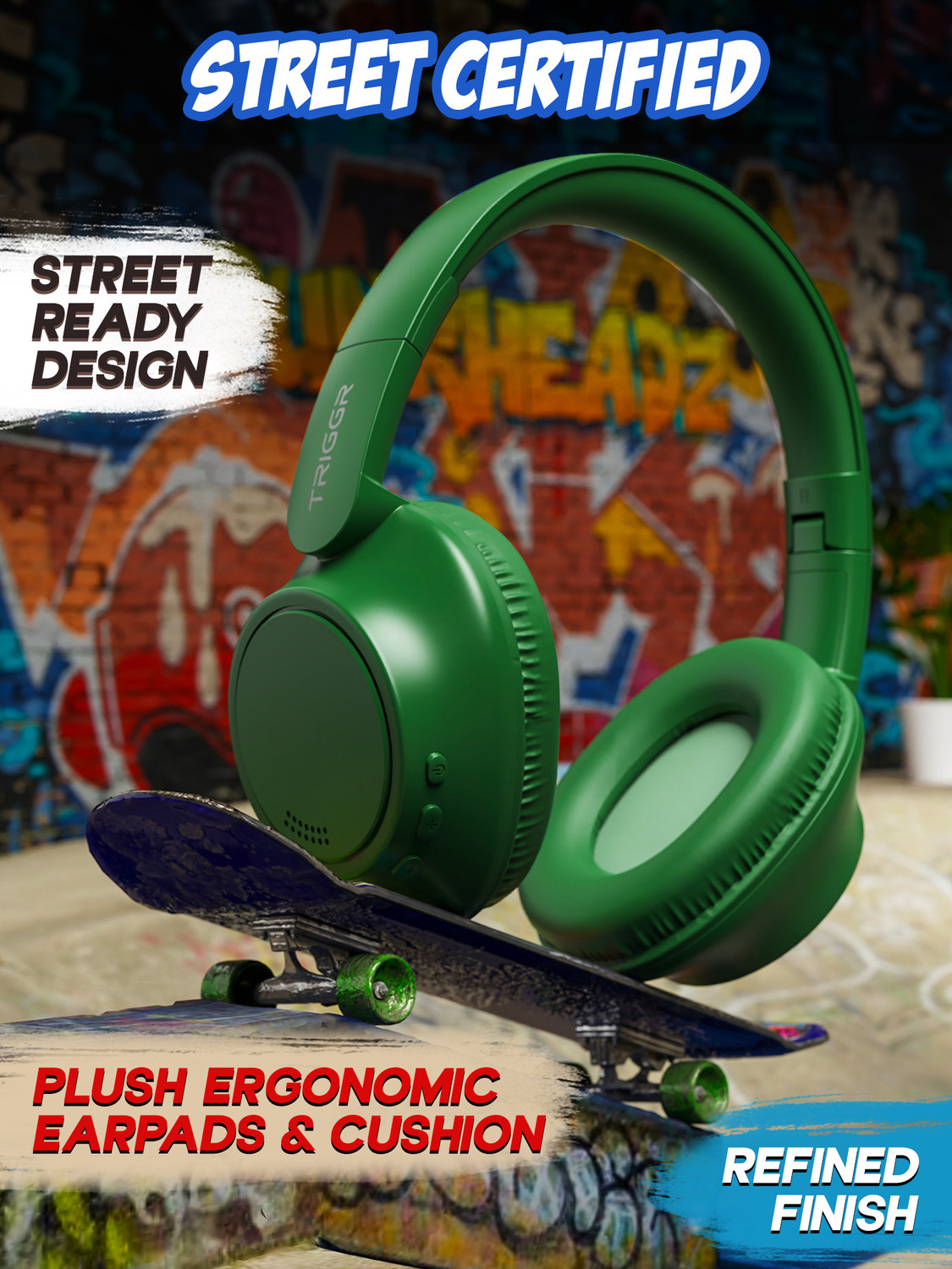 Image of TRIGGR Punkheadz Z4 with 50H Battery, Dual Pairing, 40mm Drivers, Gaming Mode, BT v6.0 Bluetooth