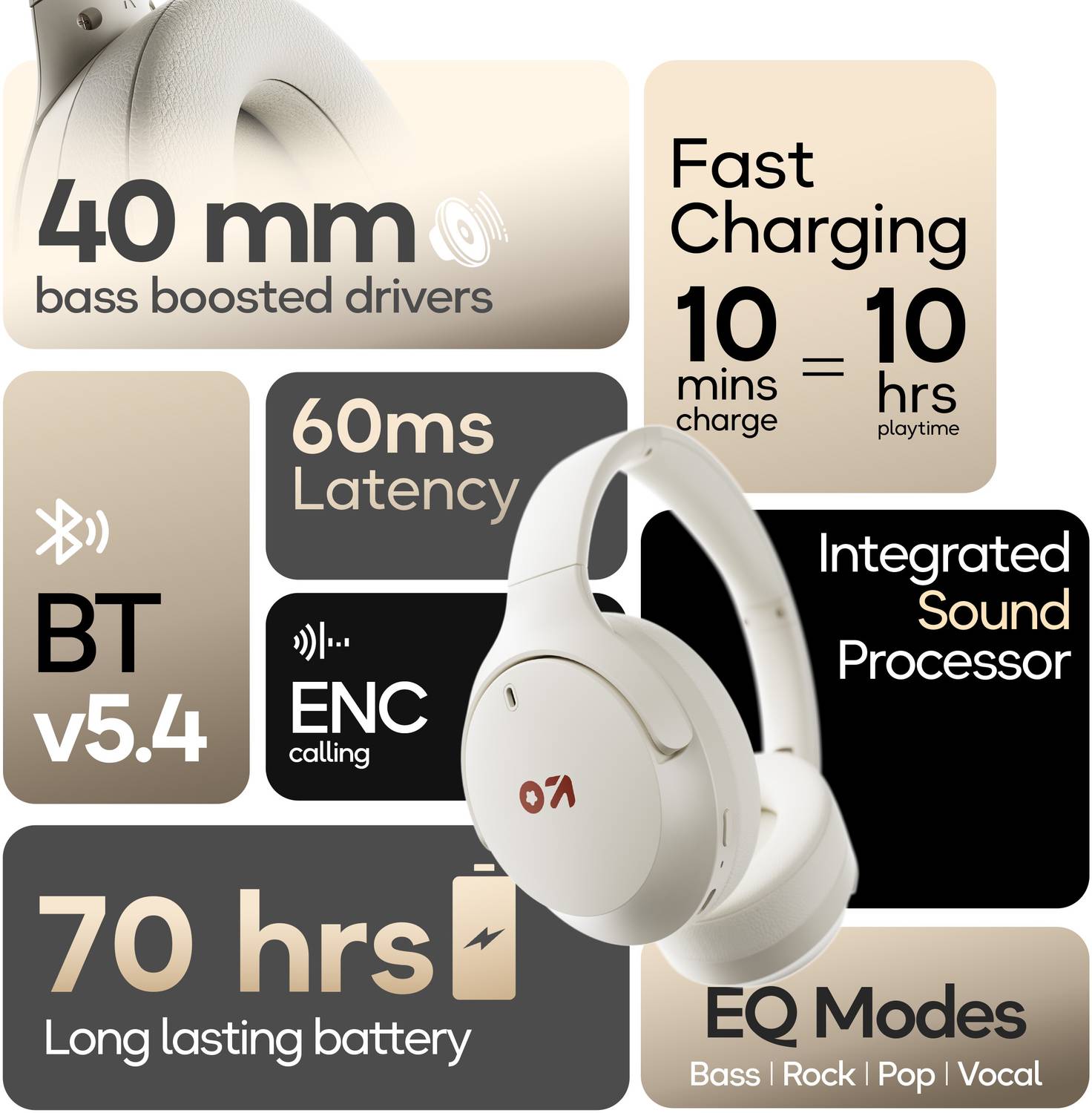 GOBOULT Q 70Hr Bluetooth Headphones - Image 2