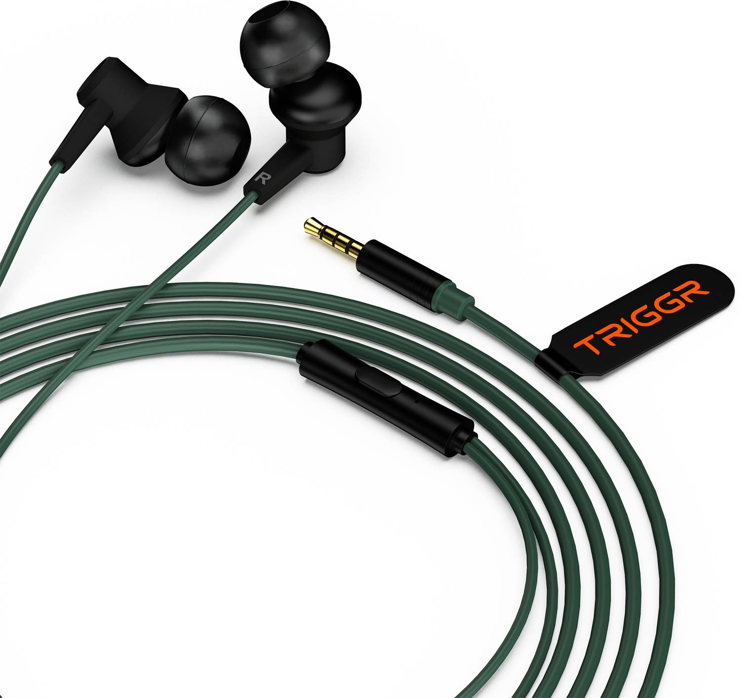 TRIGGR Blaze 3.5mm Jack Wired Earphones (Jungle Noir, In the Ear)