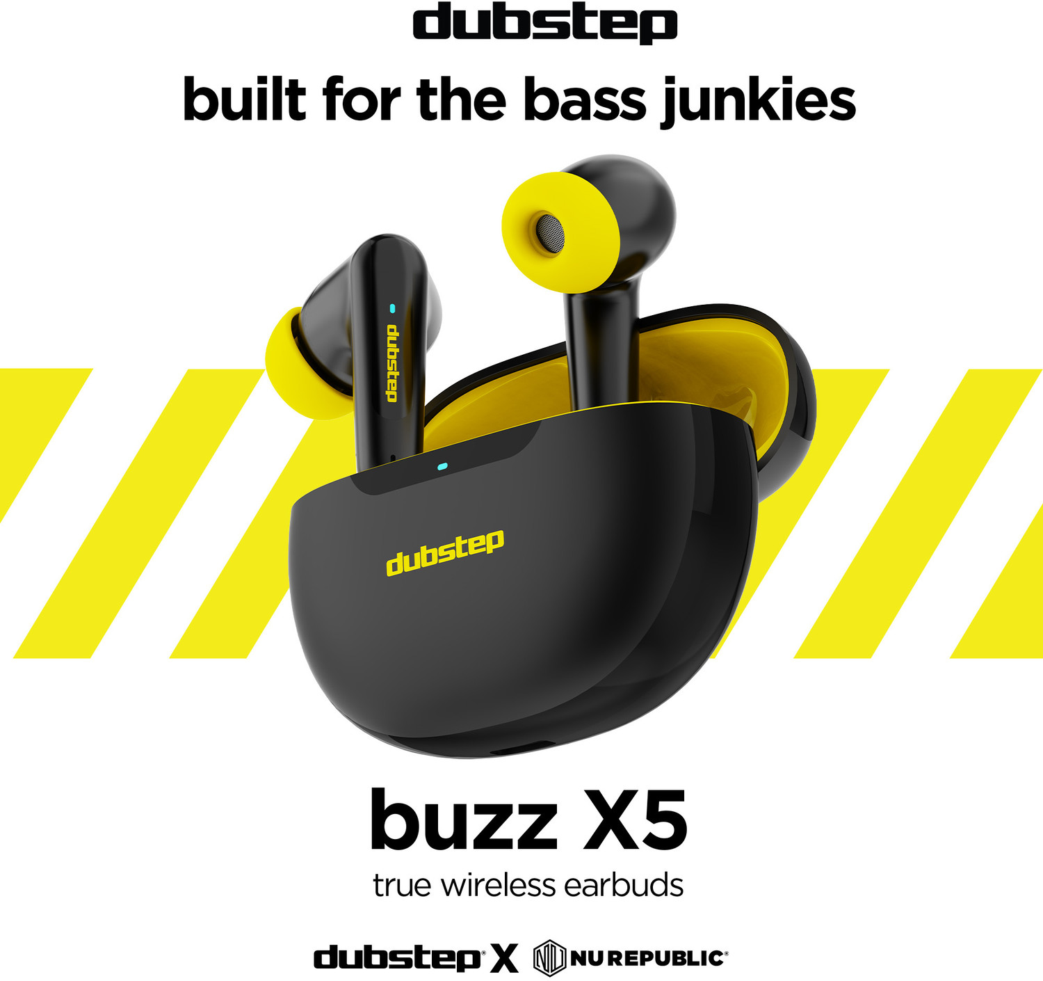 Image of Dubstep Buzz X5 with 50 hrs Playtime, X-Bass, ENC, 13mm Dynamic Drivers, Hall Sensor Bluetooth