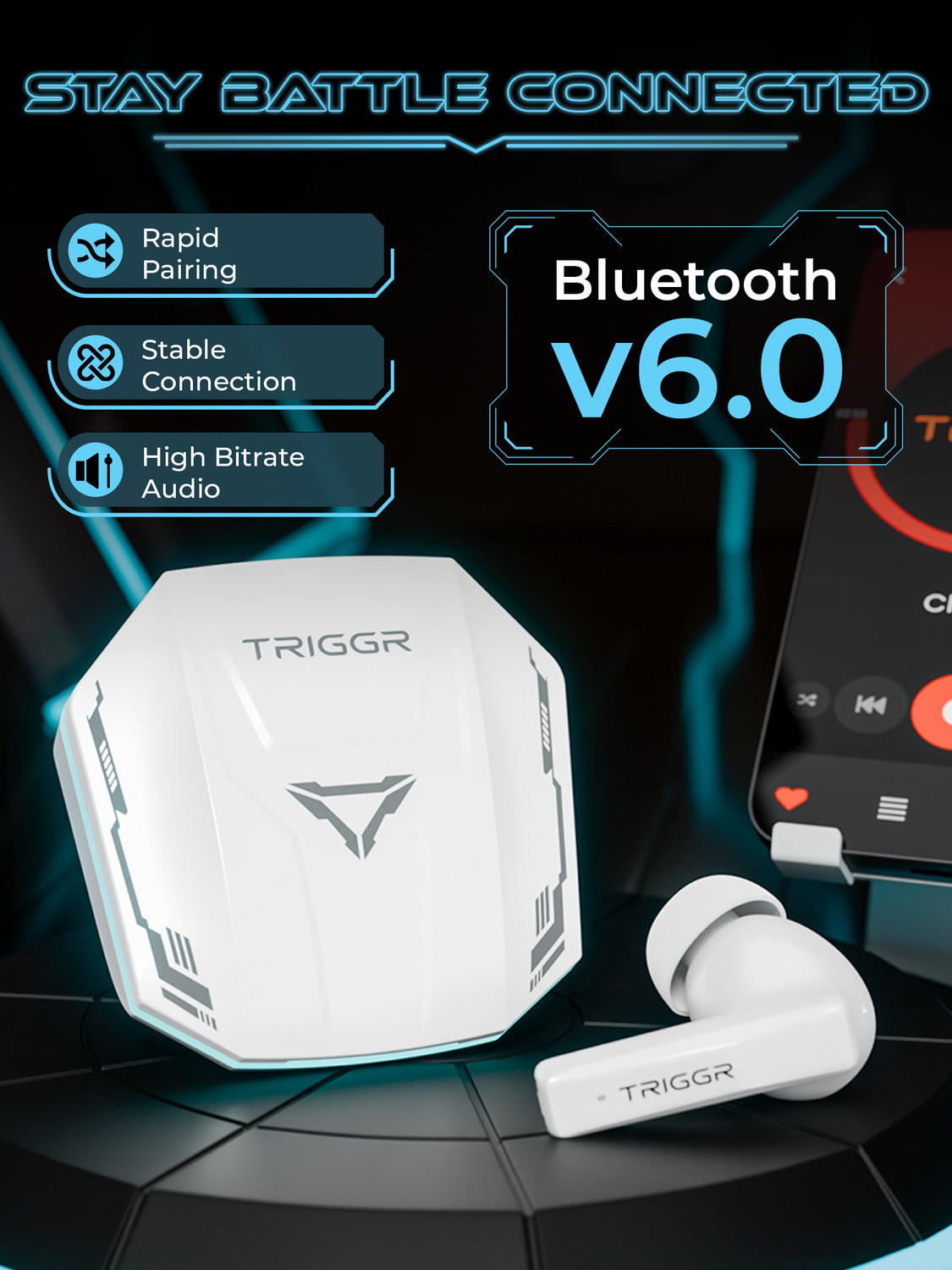 Image of TRIGGR Raze 2 with BT v6.0, Battle-LED, 40H Battery, 40ms Latency, Rubber Finish Bluetooth