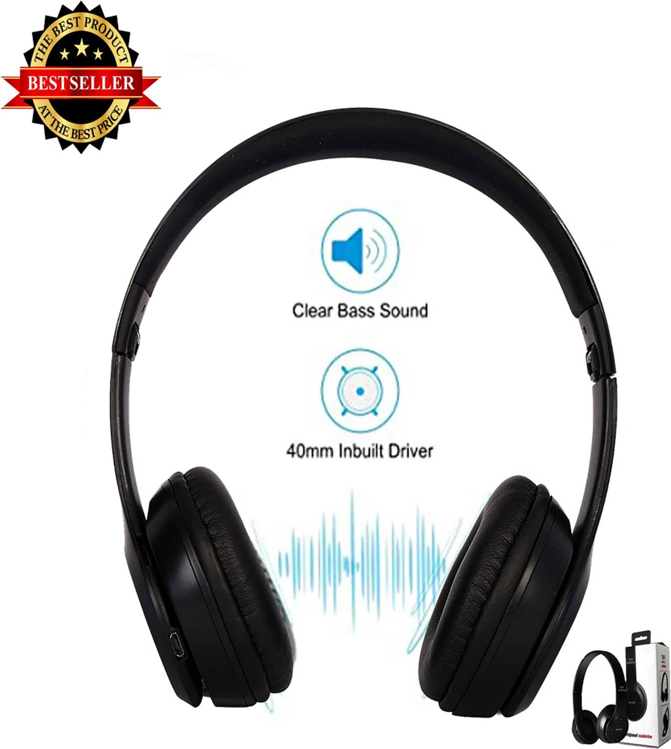 BAGATELLE Bluetooth Headphones On Ear with Upto 12 Hrs Playtime,
