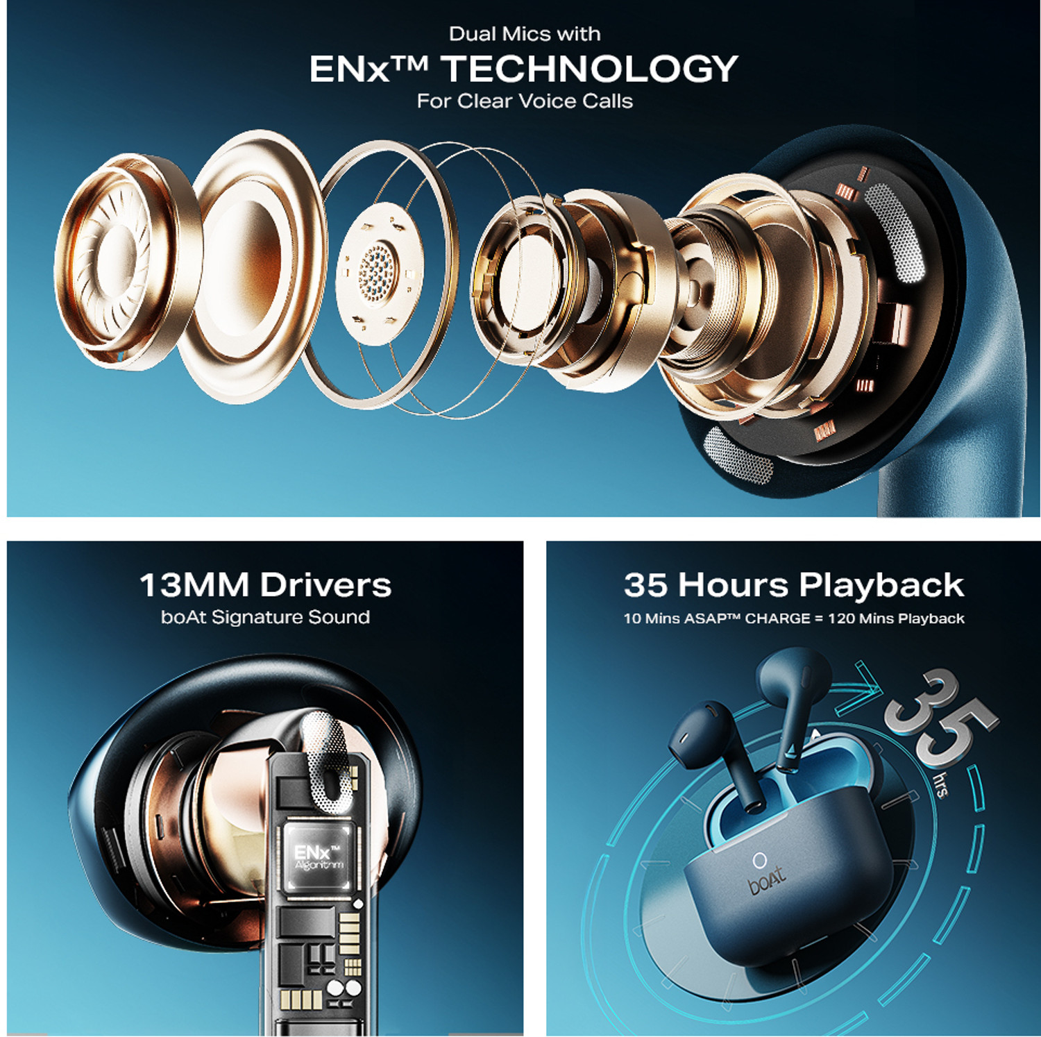 Image of boAt Airdopes Alpha,35H Battery, 13mm Drivers,ENx, Stream Ad Free Music via App Bluetooth