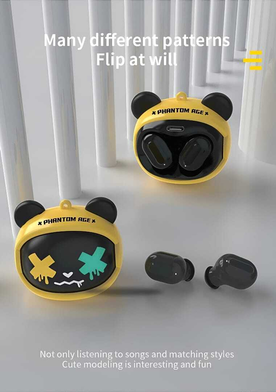 Image of AL ATASH Trendy Wireless Bluetooth Earbuds with Rolling Face Charging Case Deep Bass Buds Bluetooth without Mic