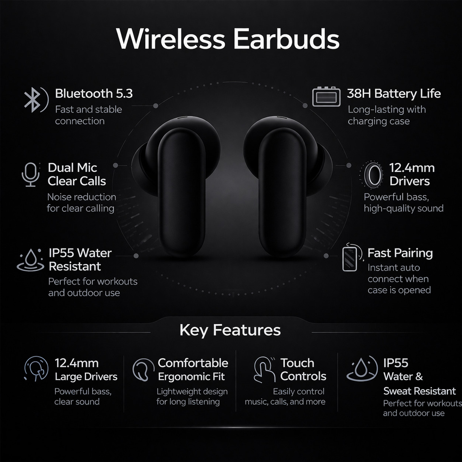 Image of ALBROST ORIGINAL 1 plus compatible bluetooth headset buds 2R-58 Bluetooth Gaming