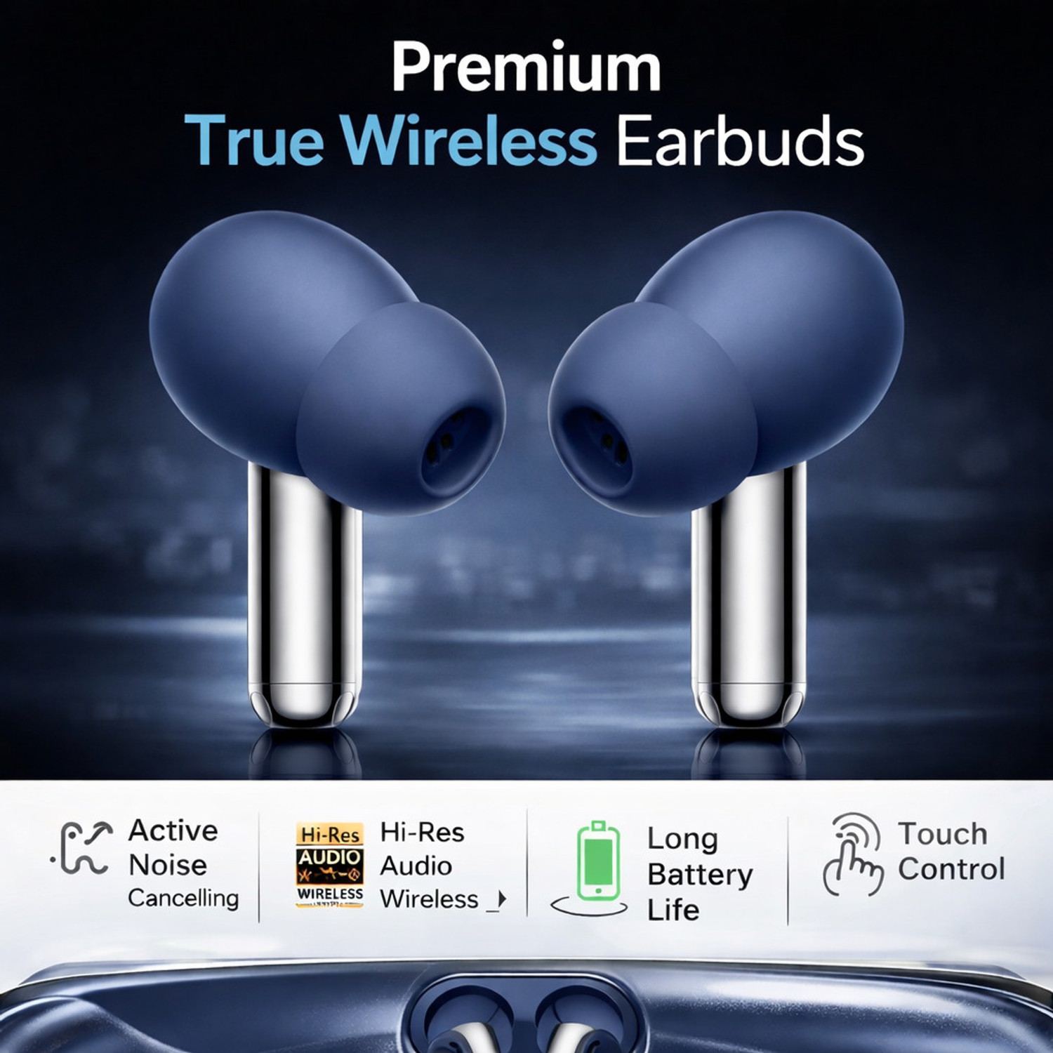 Image of Lynacz Original Compatible For OnePlus Buds Pro 3 Bluetooth Earbuds Noise Cancellation - (Blue) Bluetooth