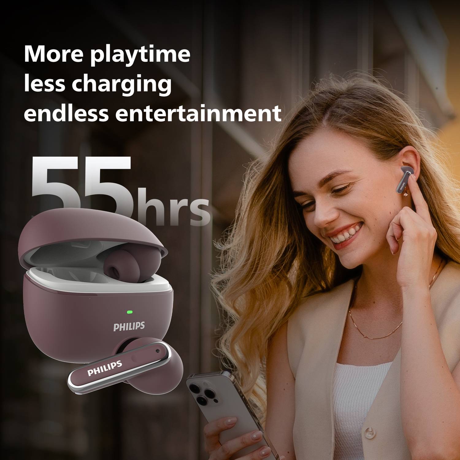 PHILIPS TAT1150RD Earbuds with ANC, 55H Playtime - Image 4