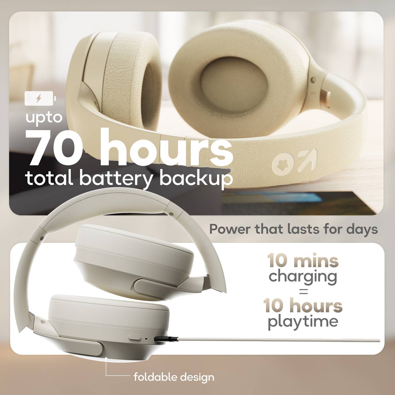 GOBOULT Q 70Hr Bluetooth Headphones - Image 3