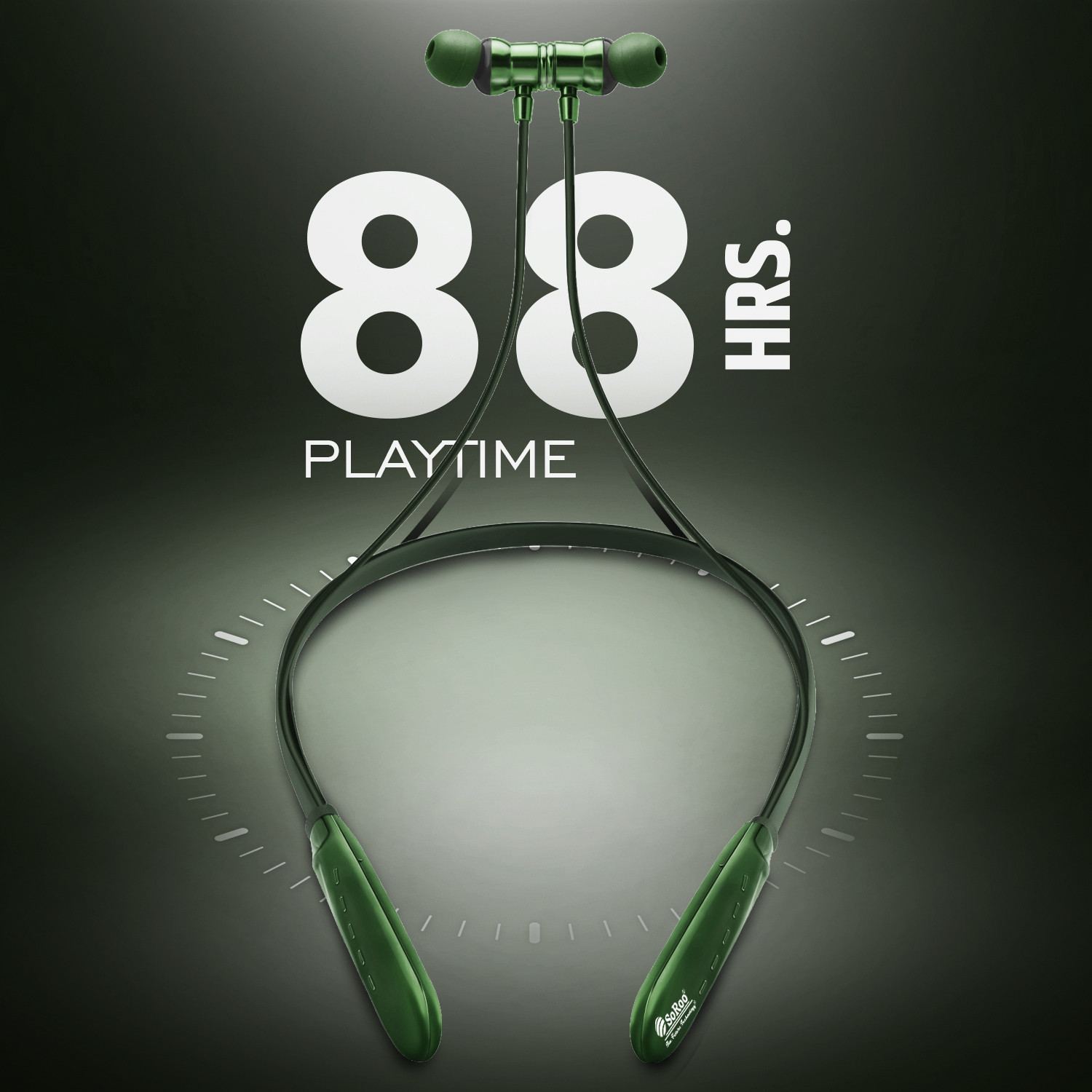 Image of Soroo Future Wireless Bluetooth Neckband with 88H Playback, ENC Mic, Fast Charging, Deep Bass Bluetooth