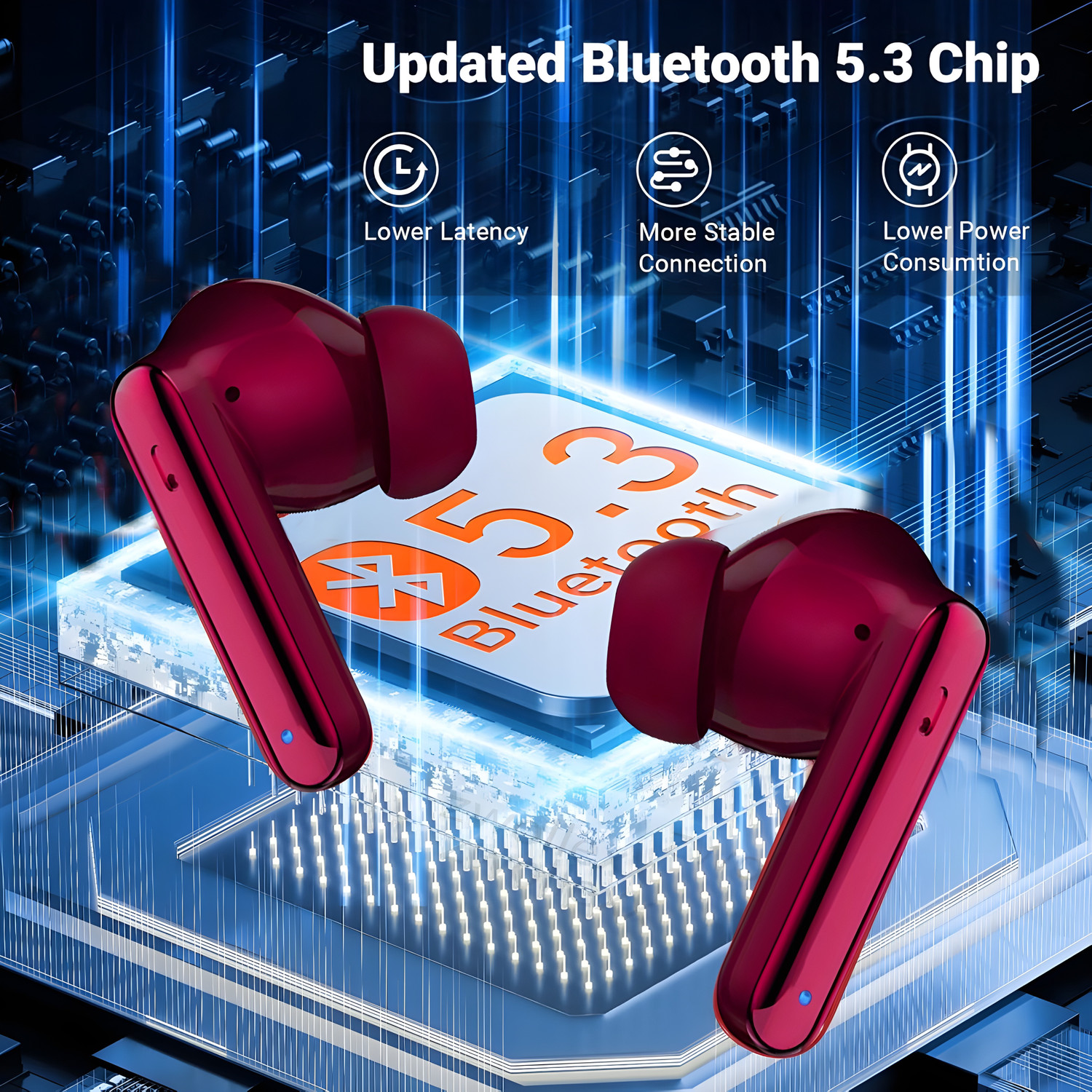 Image of snowbudy QR-1 Airdops TWS Earbuds, 45H Battery, Powerful Bass, Clear Sound, Wireless Bluetooth Gaming