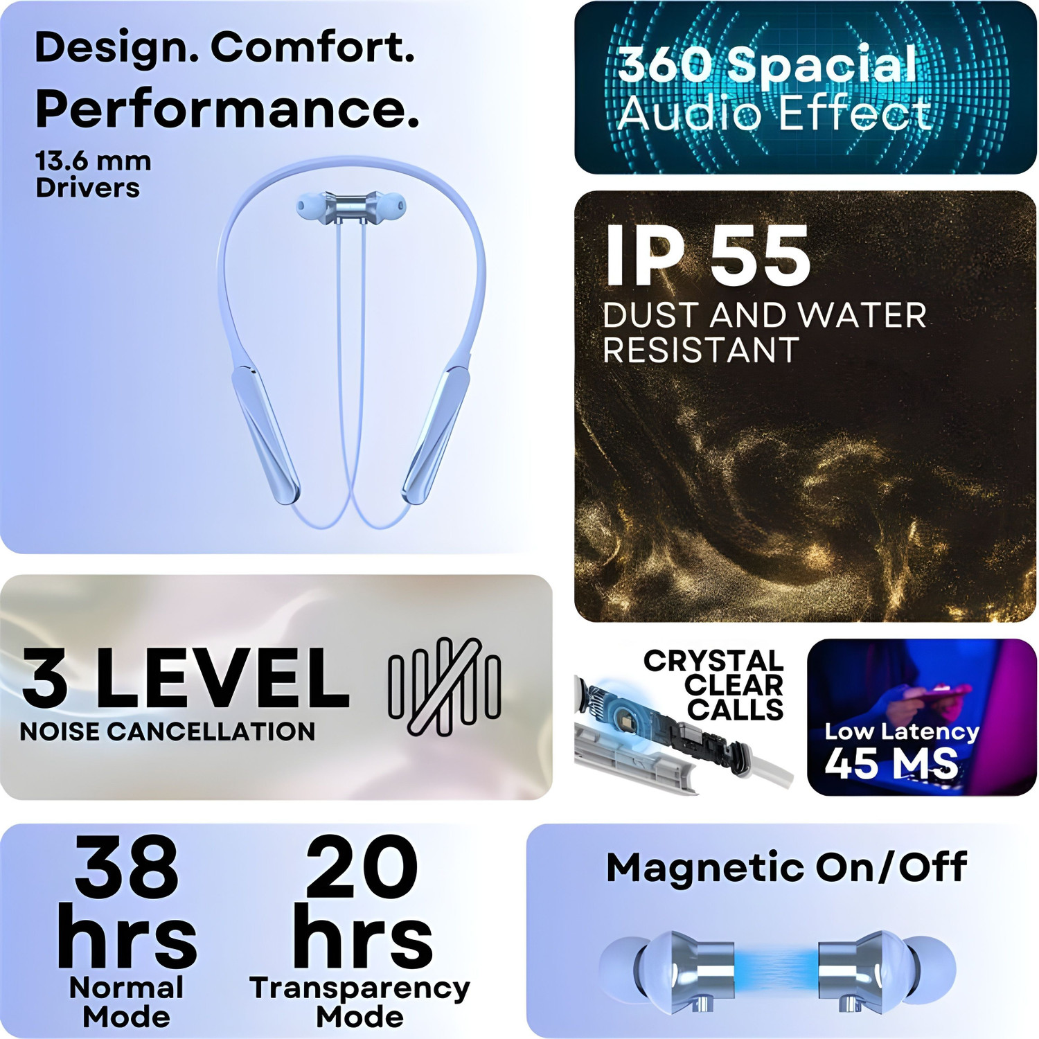 Image of Mewiq Wireless Headphone - 100Hours Playtime Bluetooth Neckband headphones Earphone-3 Bluetooth Gaming