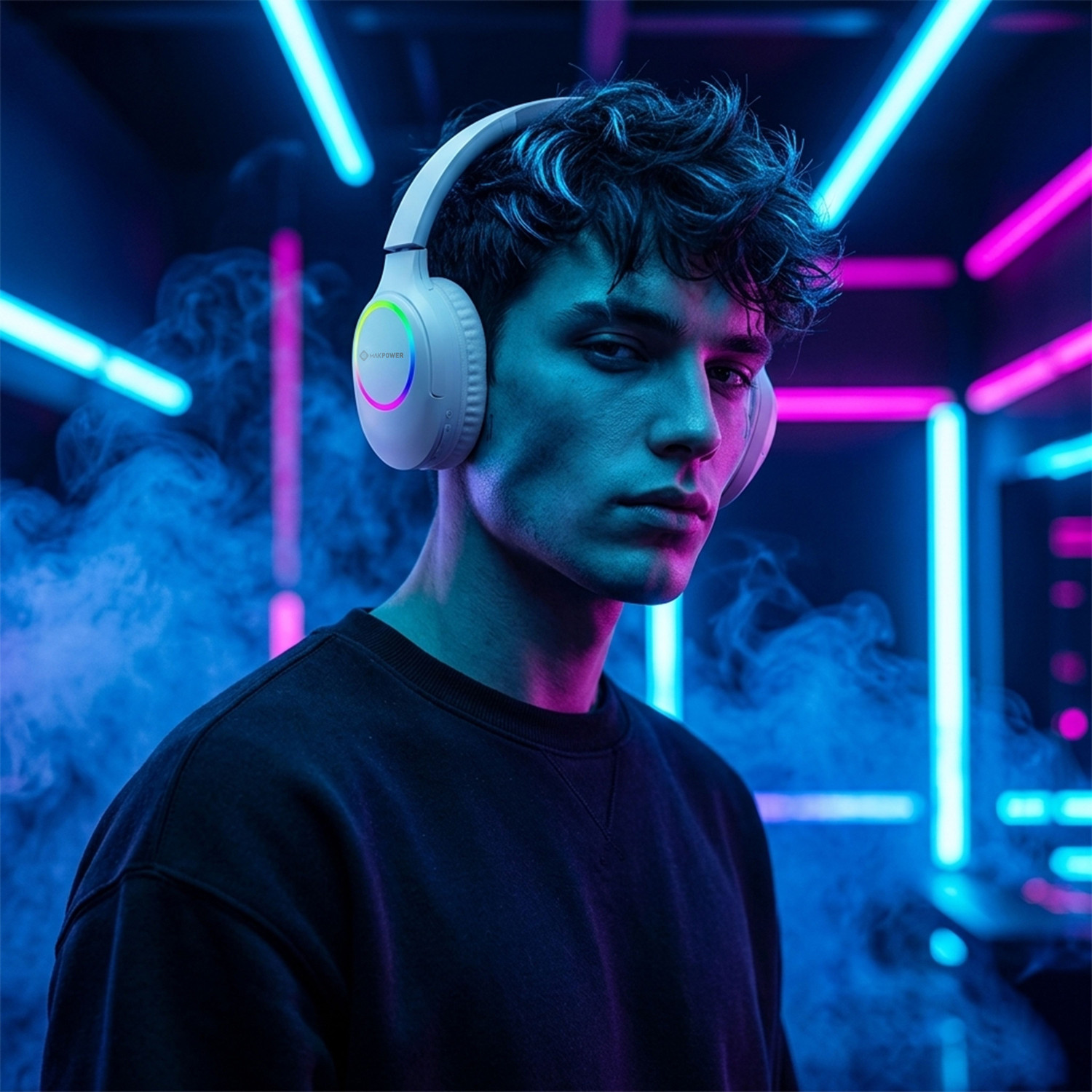 Image of MAK POWER CRUSHER with 60H Playback, Perfect for Music, Gaming & Calls Wireless Over-Ear Bluetooth