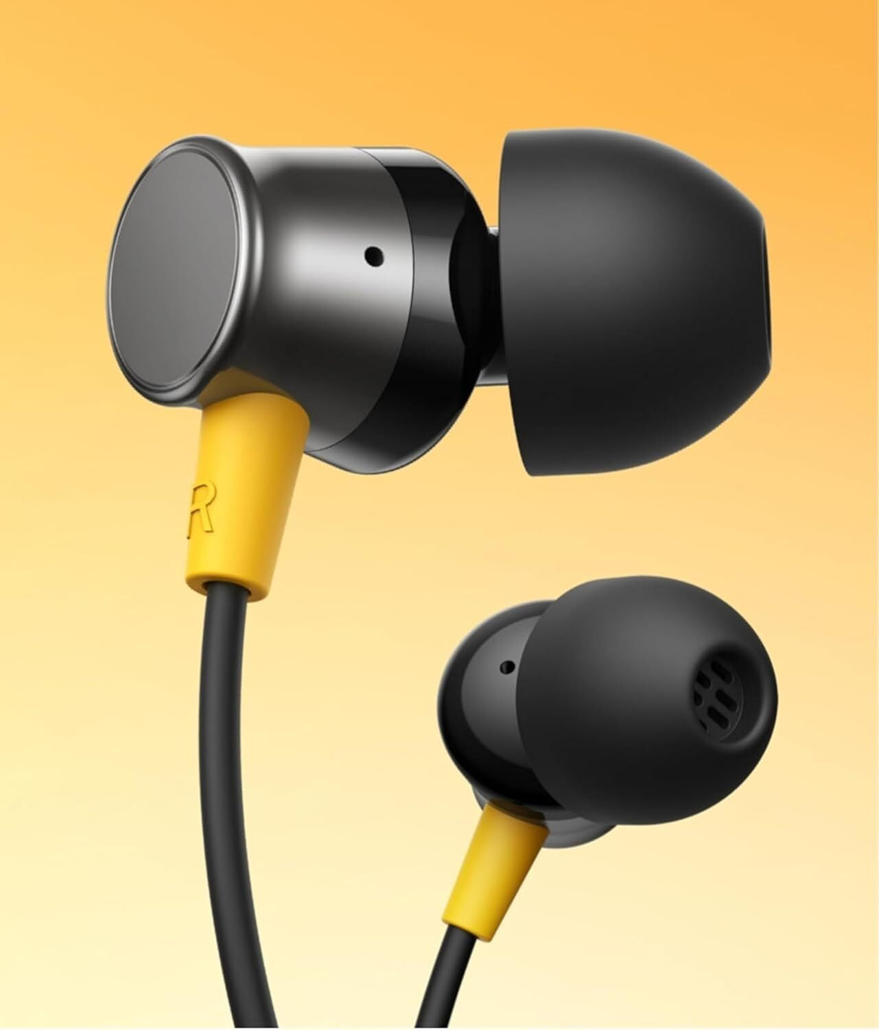 Image of varchoo Realme Buds 3 Type-C Earphone Black and yellow Magnetic Wired