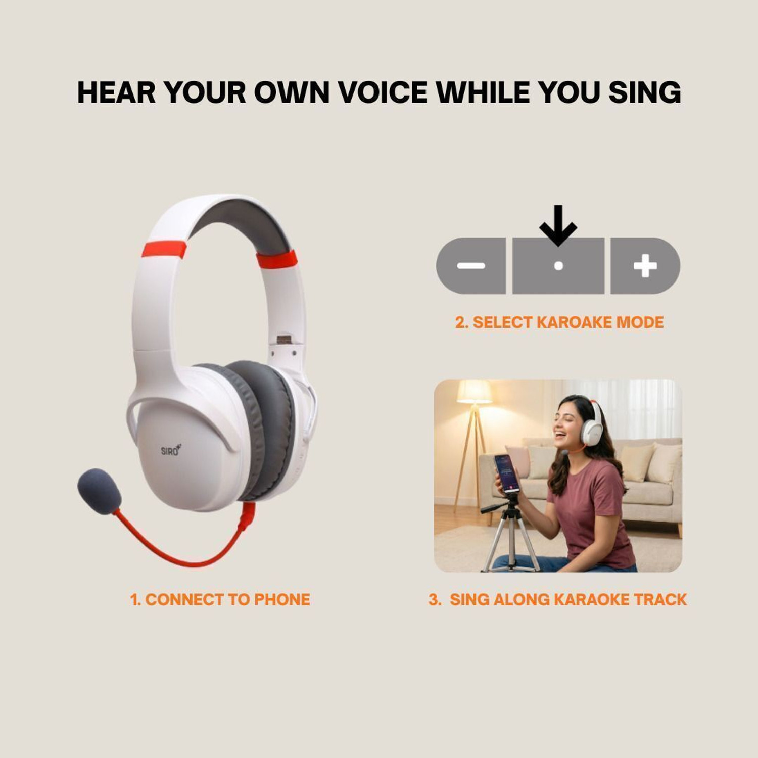 Image of Siro Karaoke Headphone with Mic|Bluetooth, Practice,Music & Calls,Voice Mode,Over-Ear Bluetooth
