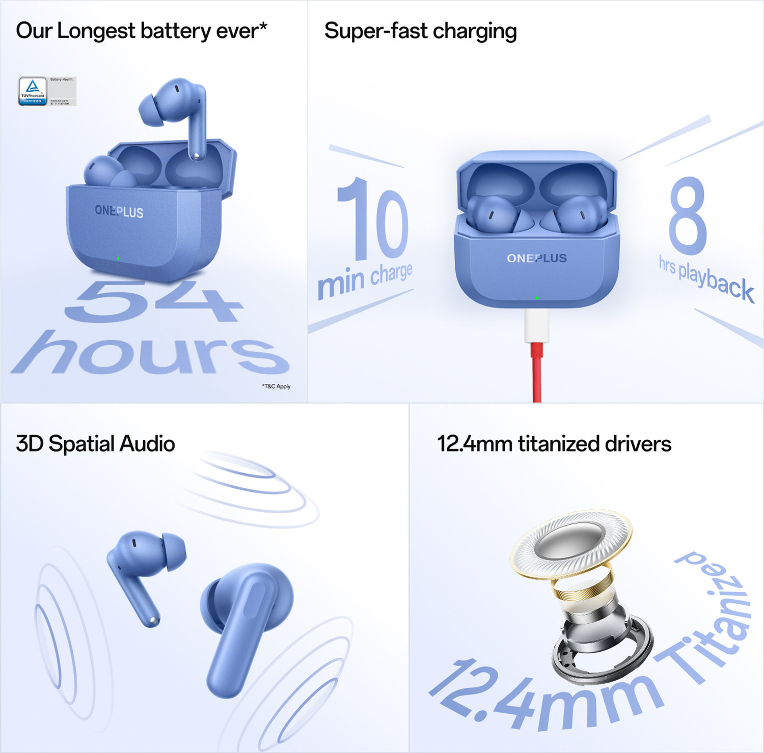 Image of Qexle One Plus nord 3r Buds TWS Earbud 46hr Music, 3D Audio, Bluetooth Gaming Headset Bluetooth Gaming