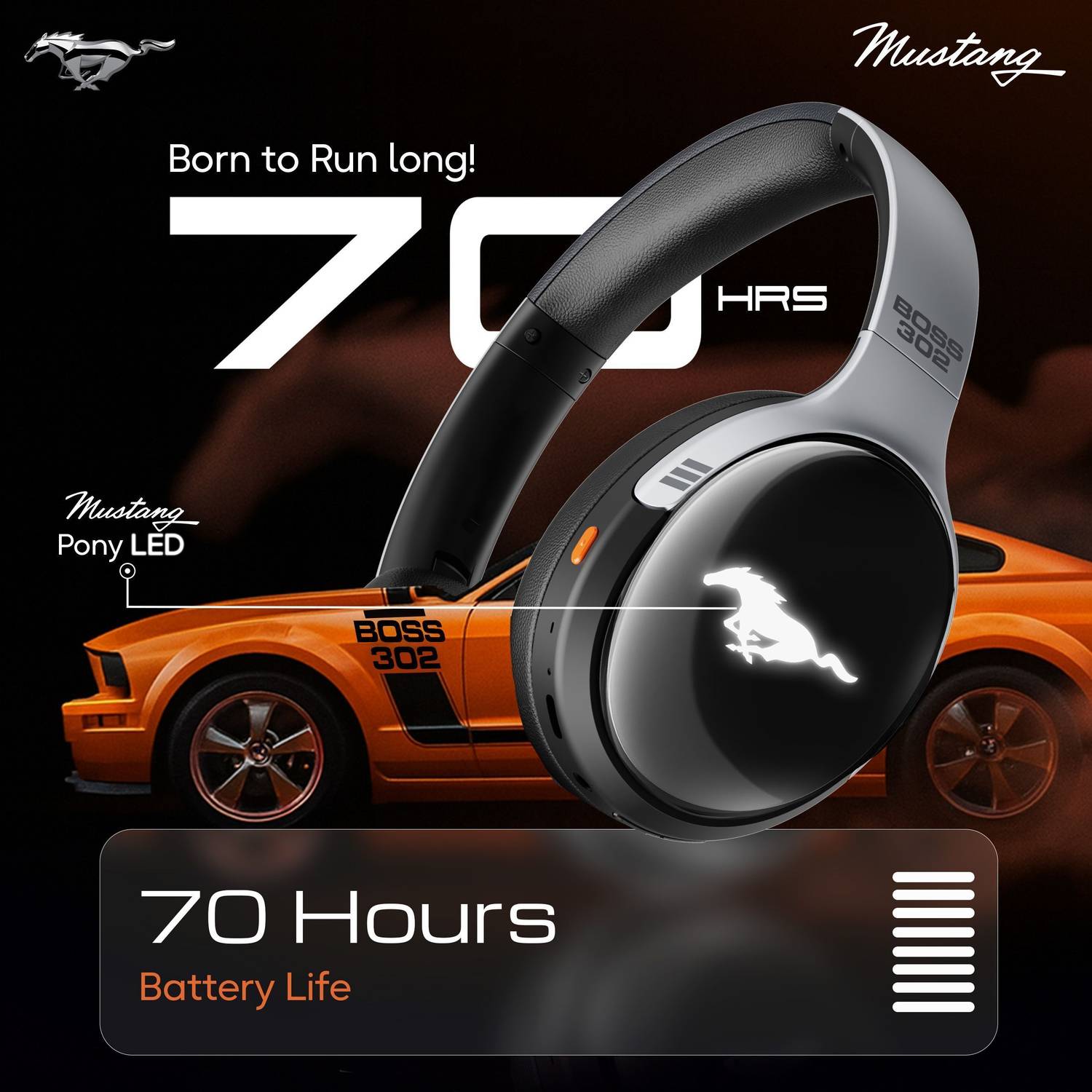 GOBOULT Mustang Thunder 70H Bluetooth Headphones - Image 4