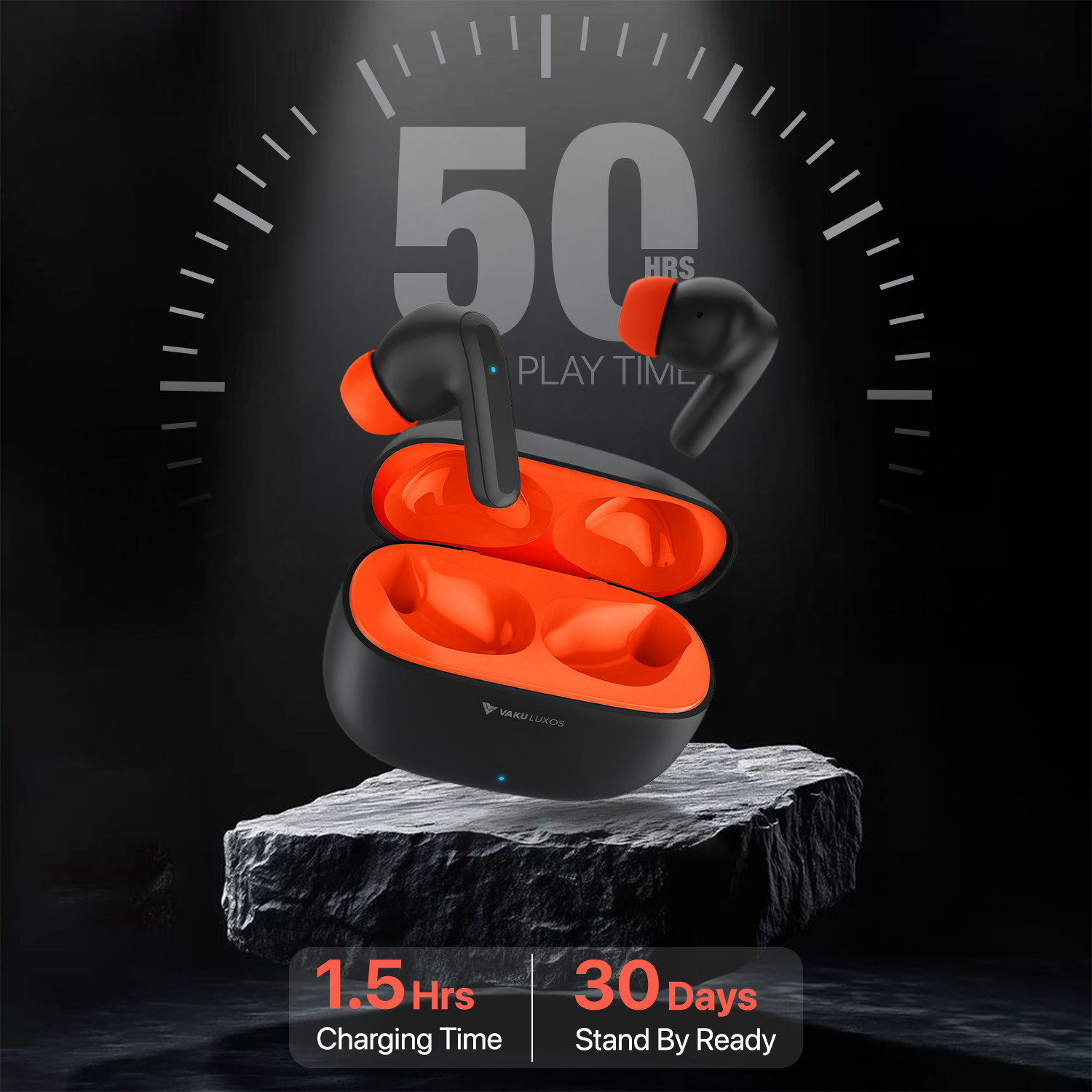 Image of Vaku Luxos SONAIR TWS Bluetooth 5.4 Earbuds 60H Playtime Deep Bass Touch Controls Bluetooth