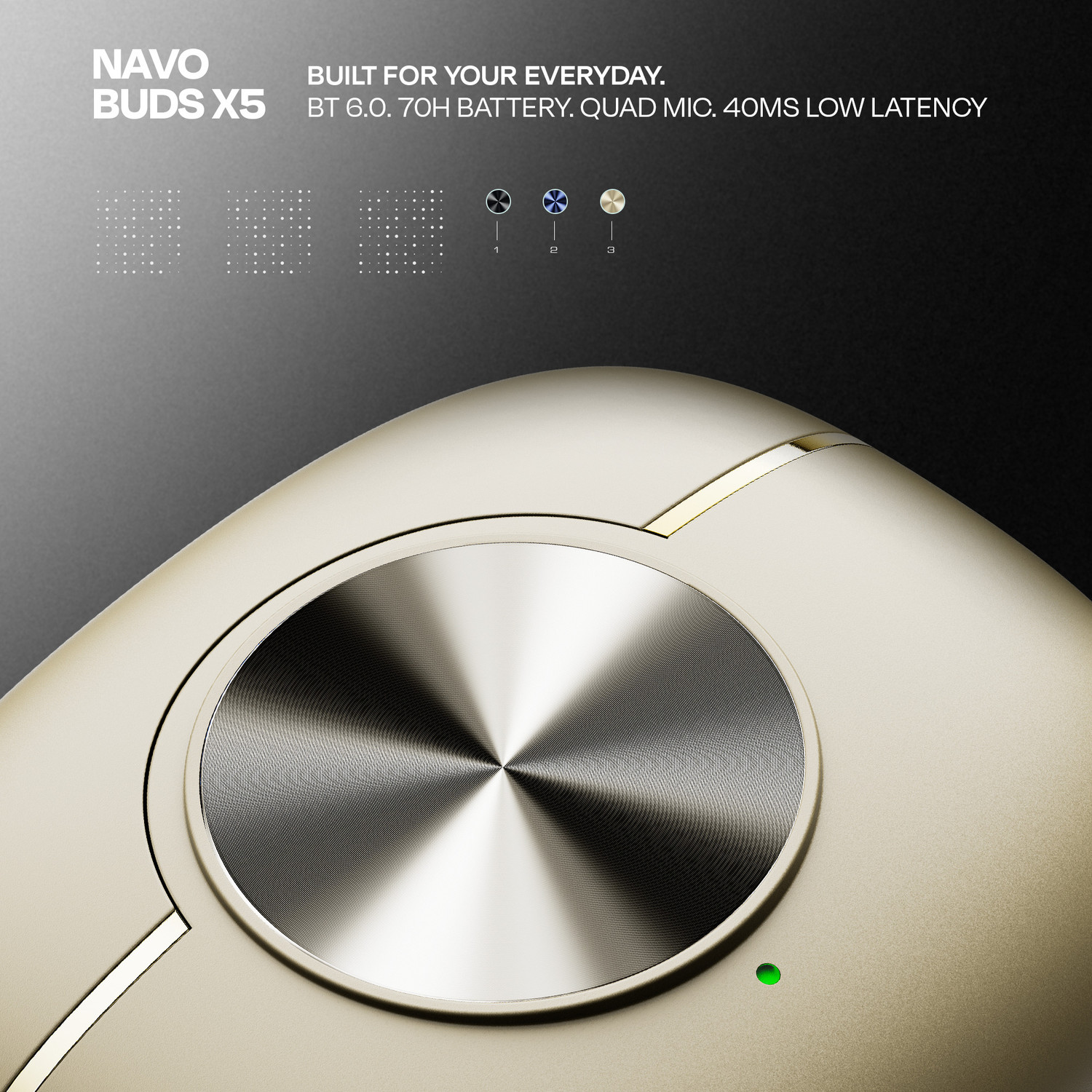 Image of Number Navo Buds X5 70H Battery, Spinning Design, Dual Mic AI ENC, Dual Pairing, V6.0 Bluetooth