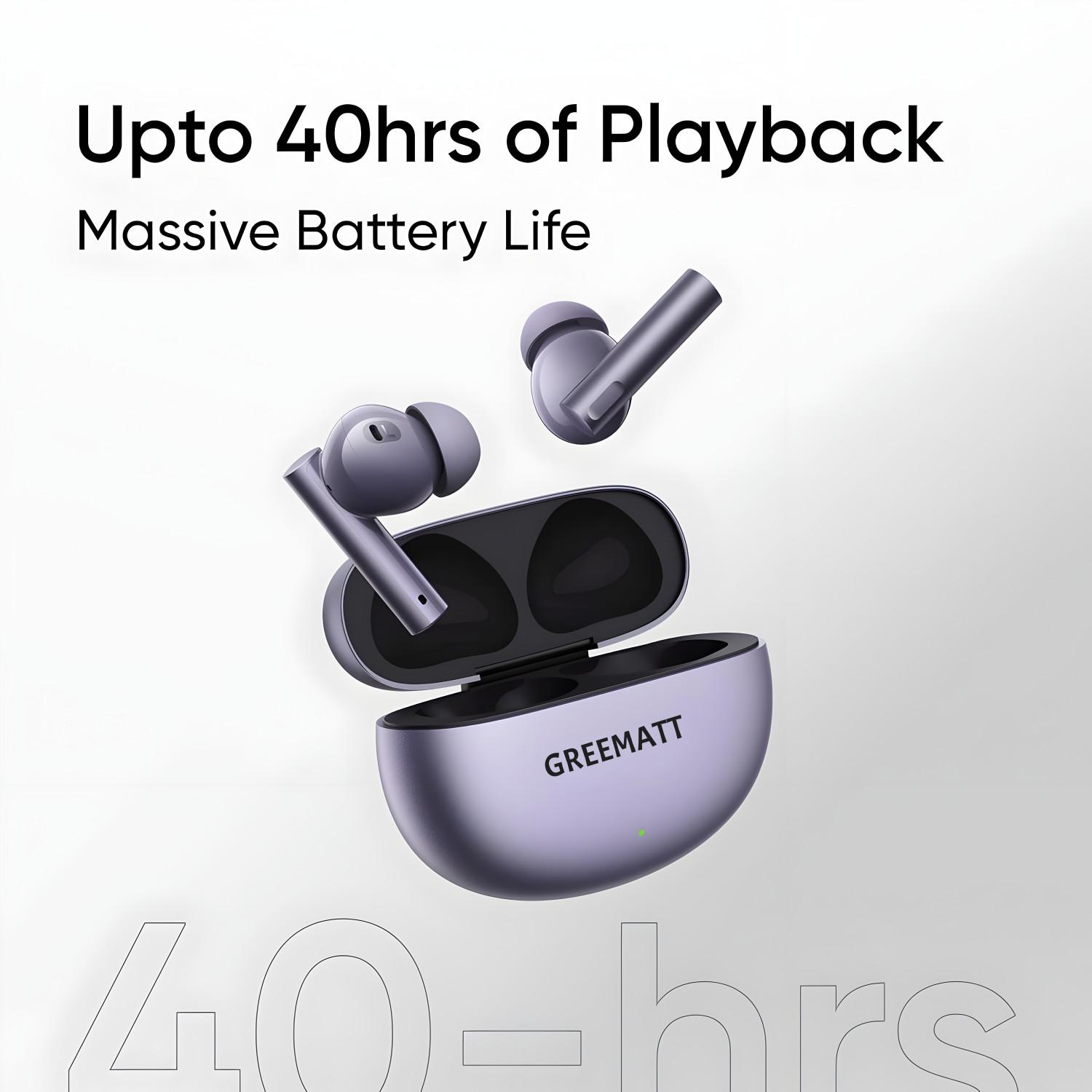 Image of GREE MATT Air 6 TWS Earbuds, 12.4mm Deep Bass, 40 Hrs Playtime, 360 Spatial Audio A589 Bluetooth