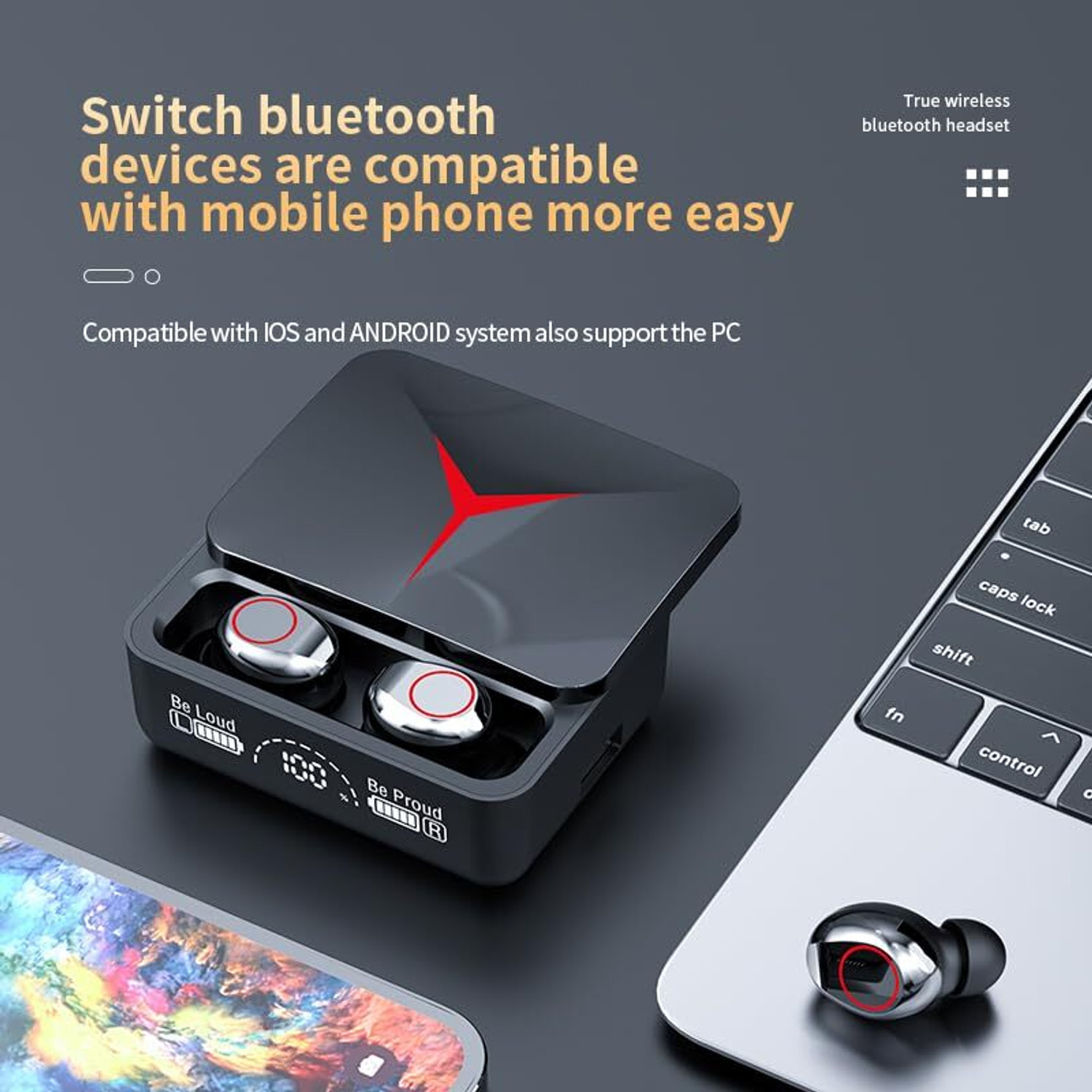 Image of FRONY M90 Wireless (Earbuds) Slide Design, With LED Display, HD Sound Quality A317 Bluetooth