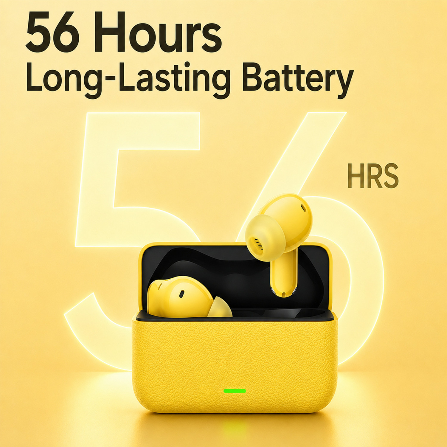 Image of TSEL Buds T500 Pro with 50dB ANC|12.4mm Hi-res Drivers|Spatial Audio|56 Hrs battery Bluetooth Headset (Yellow, True Wireless)