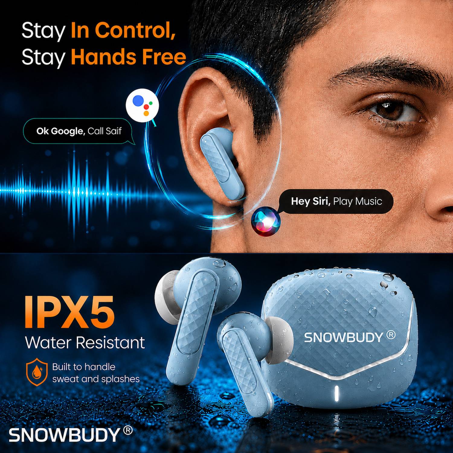 snowbudy True Wireless Earbuds with 70H Playtime - Image 5