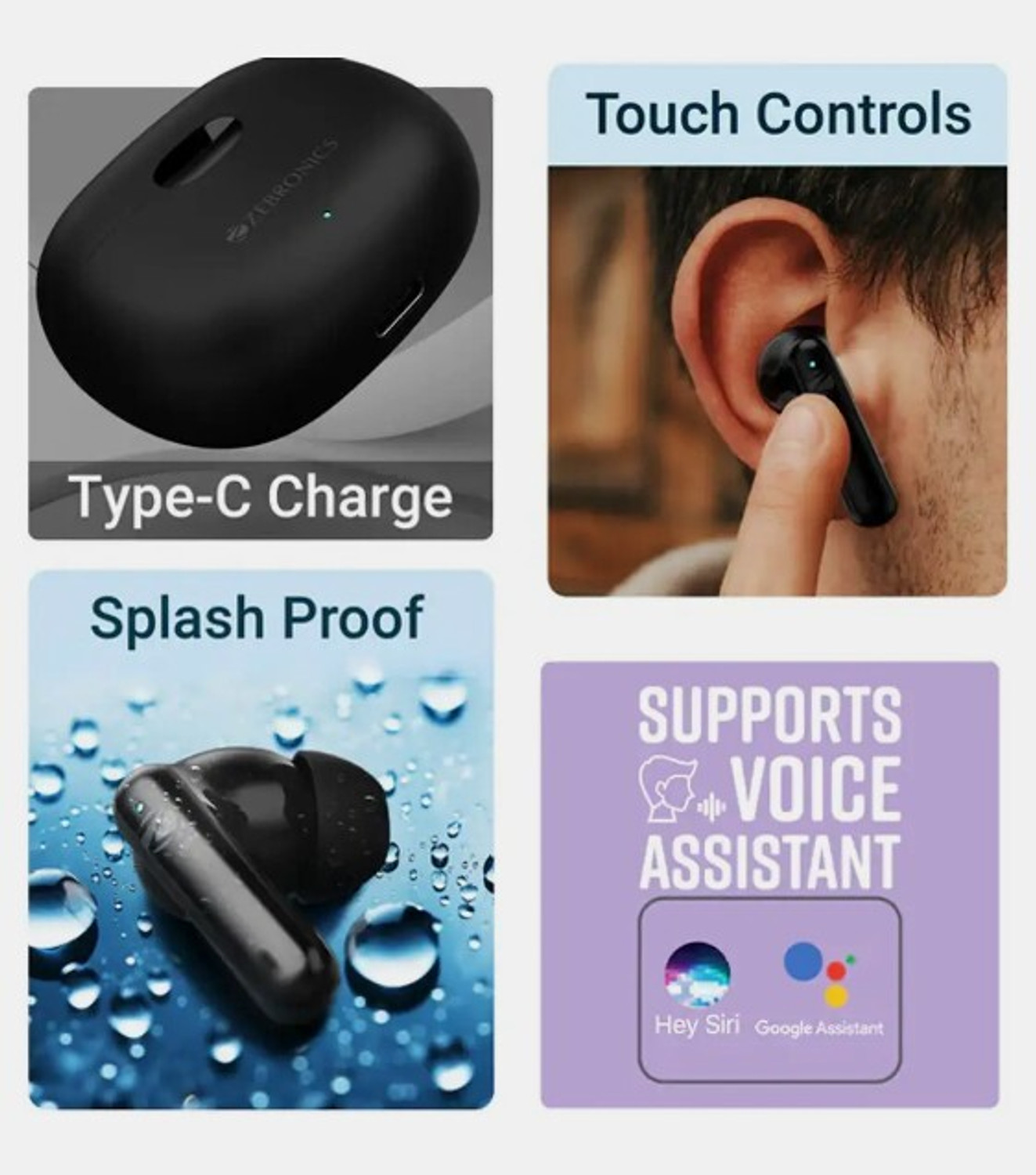 Image of ZEBRONICS ZEB BEETLES WIRELESS EARBUDS Bluetooth Gaming