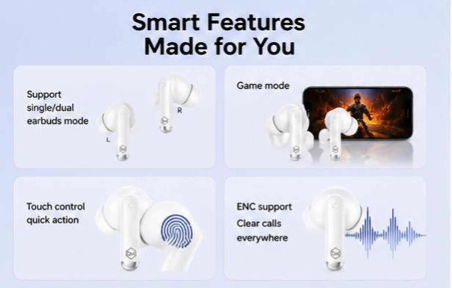 Image of GINEX GX - 12 Bluetooth Headset (White, True Wireless)