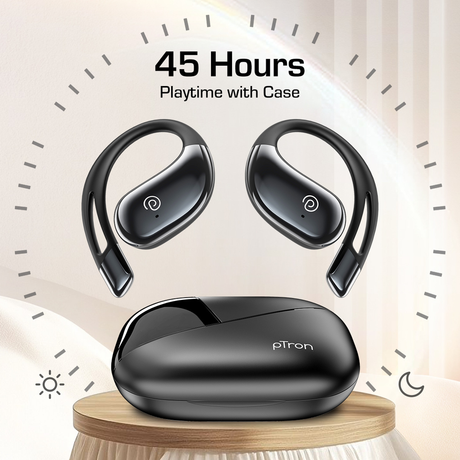 Image of PTron Bassbuds Trendz w / 45hrs Playtime, AI-ENC Calls, 14.2mm Driver, Custom EQ Bluetooth
