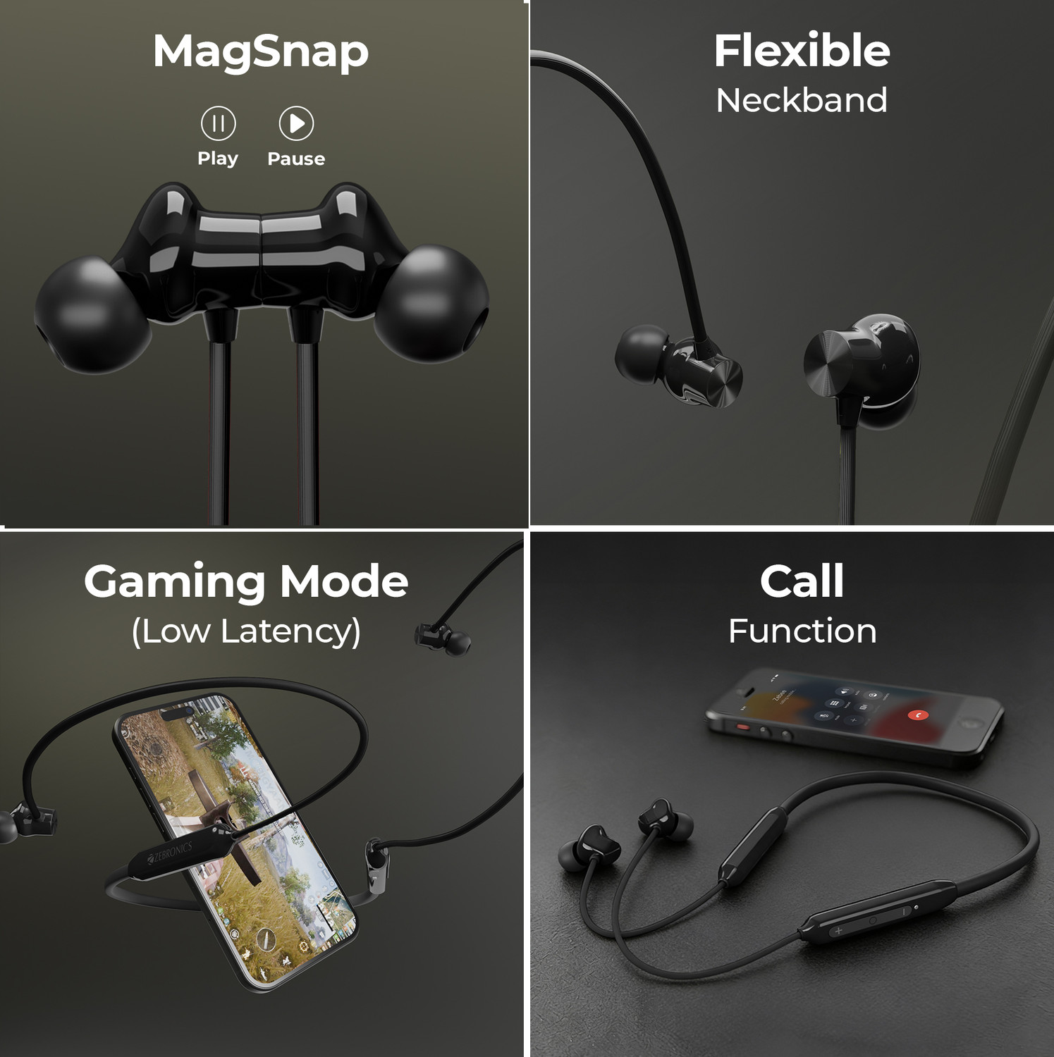 Image of ZEBRONICS Zeb-Escape 80, Neckband, 18 Hours Backup, Type-C, MagSnap Tech, ENC,Rapid Charge Bluetooth
