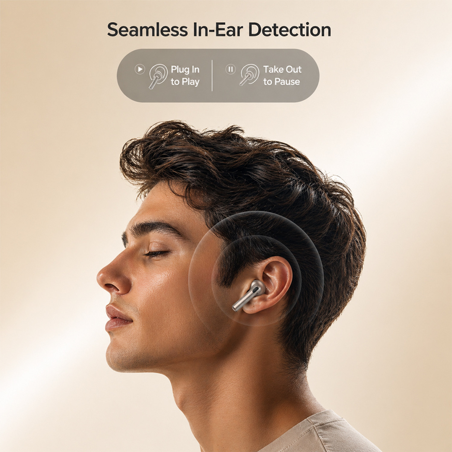 Image of AMS X94 Gen 2 Bluetooth Headset | 70H Battery, 13mm Drivers & ENx Tech Earbuds Bluetooth Headset (Beige, True Wireless)
