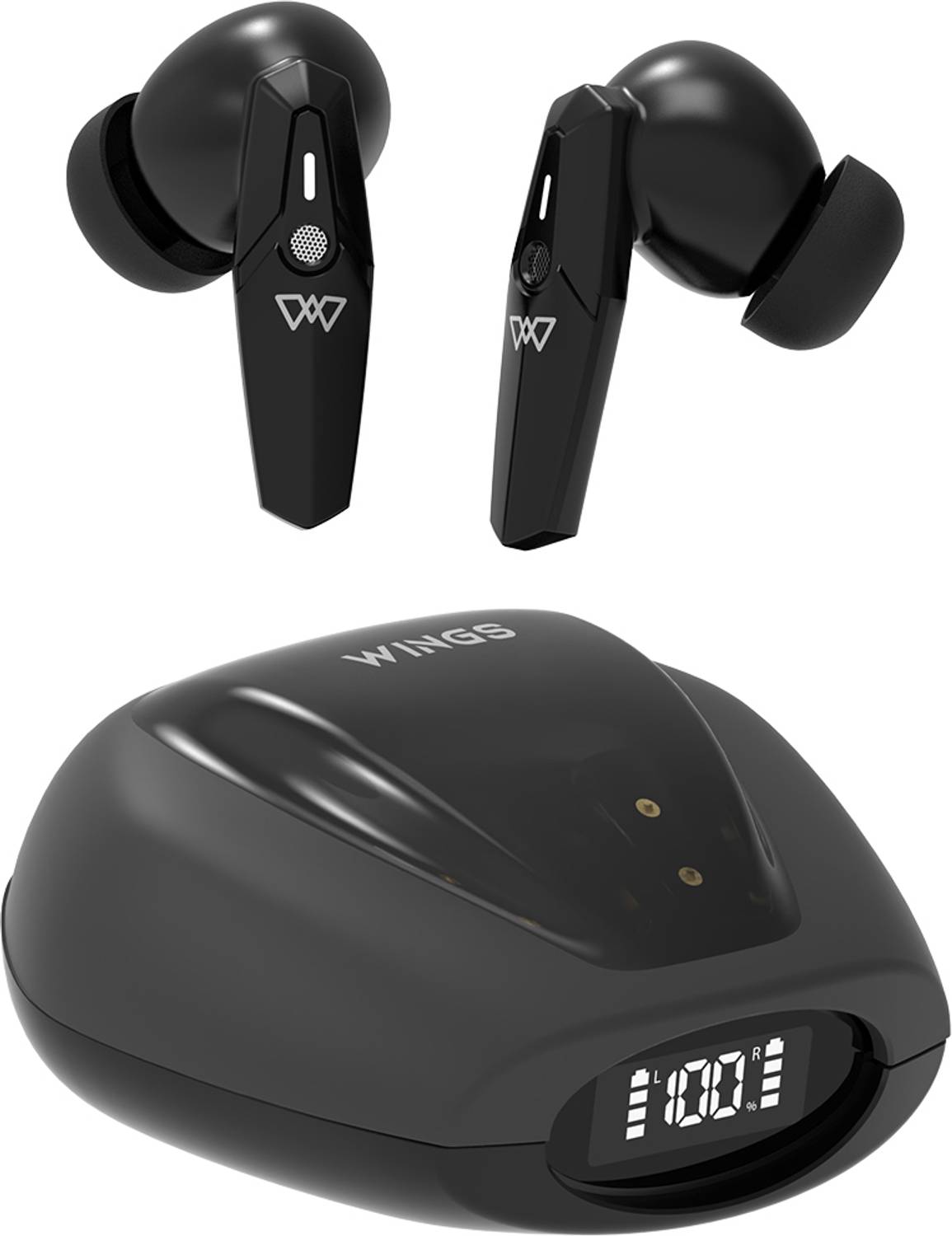 Wings Phantom 410 Wireless Earbuds with Digital Battery Indicator & 70 Hrs Playtime Bluetooth Gaming Headset