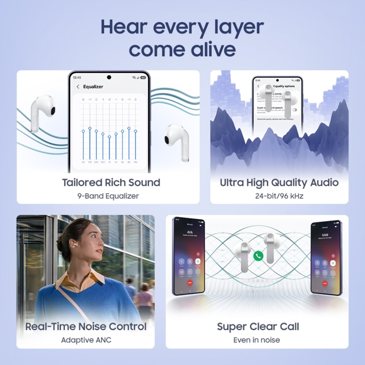 Image of Samsung Galaxy Buds4, Hi-Fi Audio, Live Translation, Adaptive ANC and EQ 2.0, 360 Audio Bluetooth